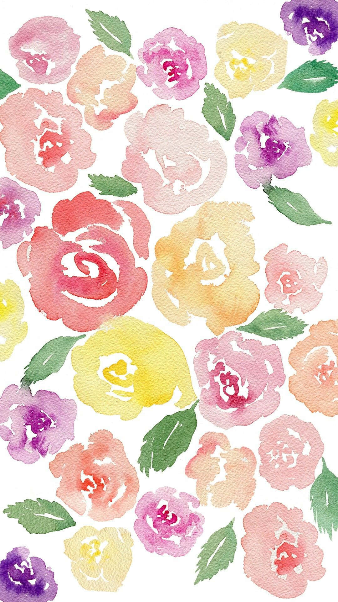 watercolor roses, pink, yellow, Full HD Phone Wallpaper