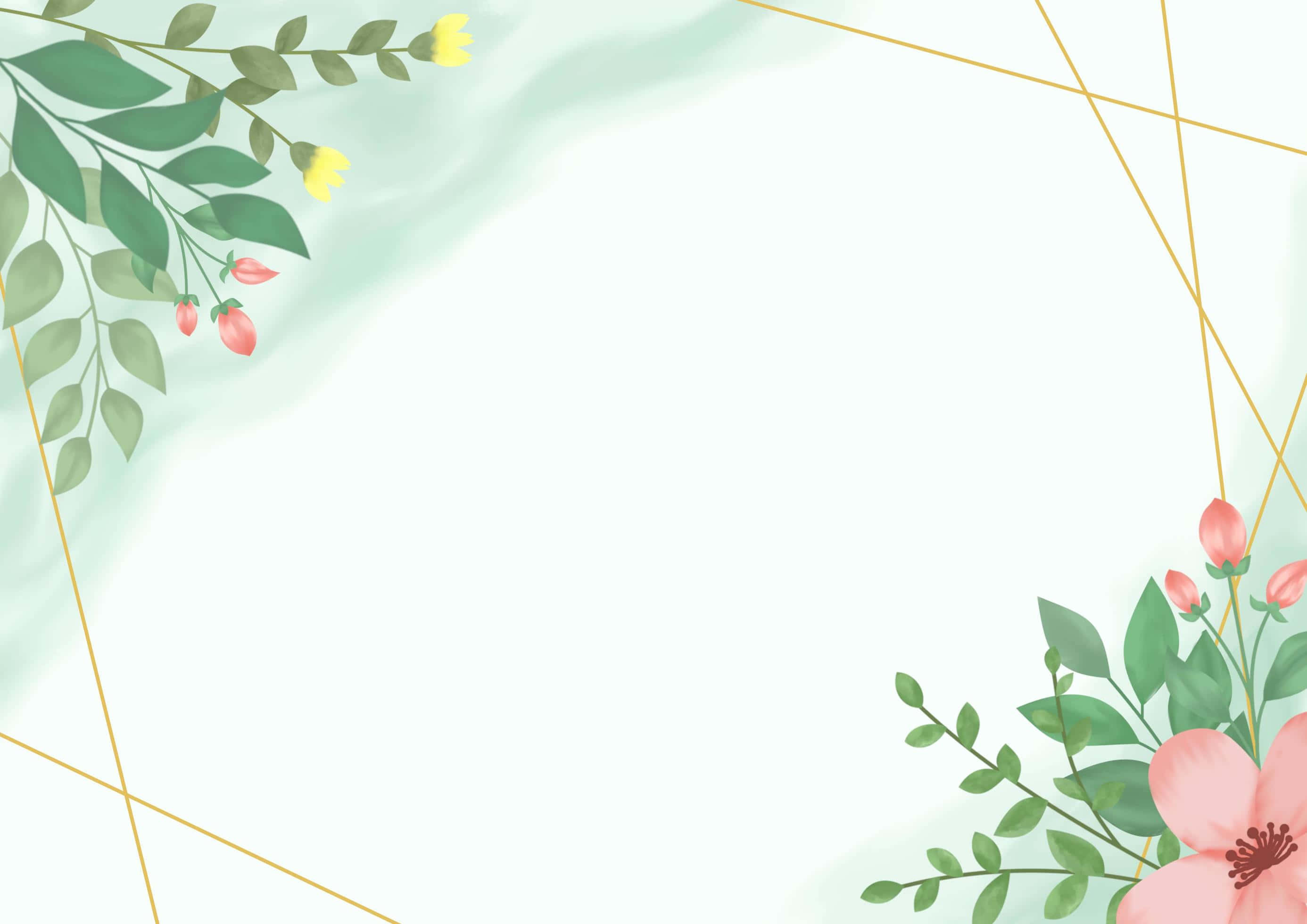 Watercolor Floral, green clouds, pastel floral border, 2K Desktop Wallpaper