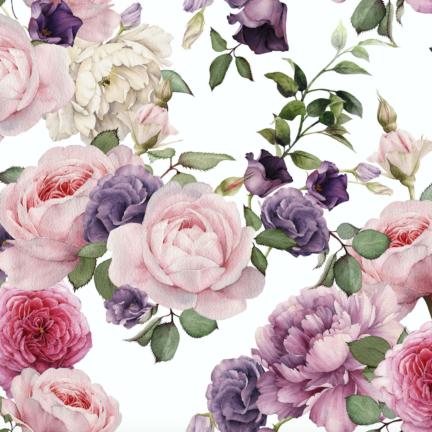 watercolor floral, soft pink, purple, HD Desktop Wallpaper
