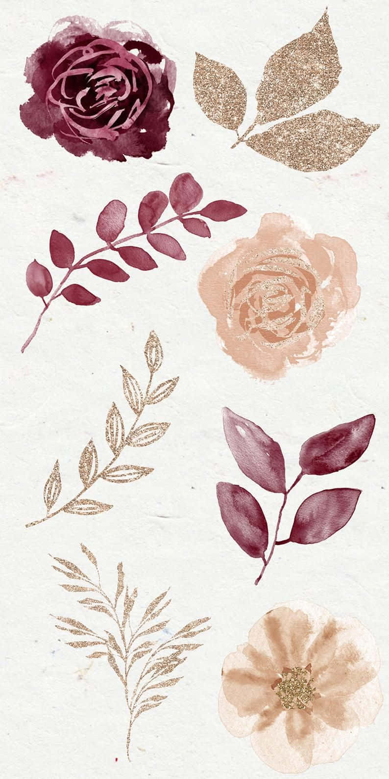 burgundy, gold, textured paper, HD Phone Wallpaper