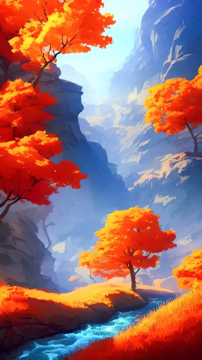 watercolor painting, iPhone, orange trees, HD Phone Wallpaper