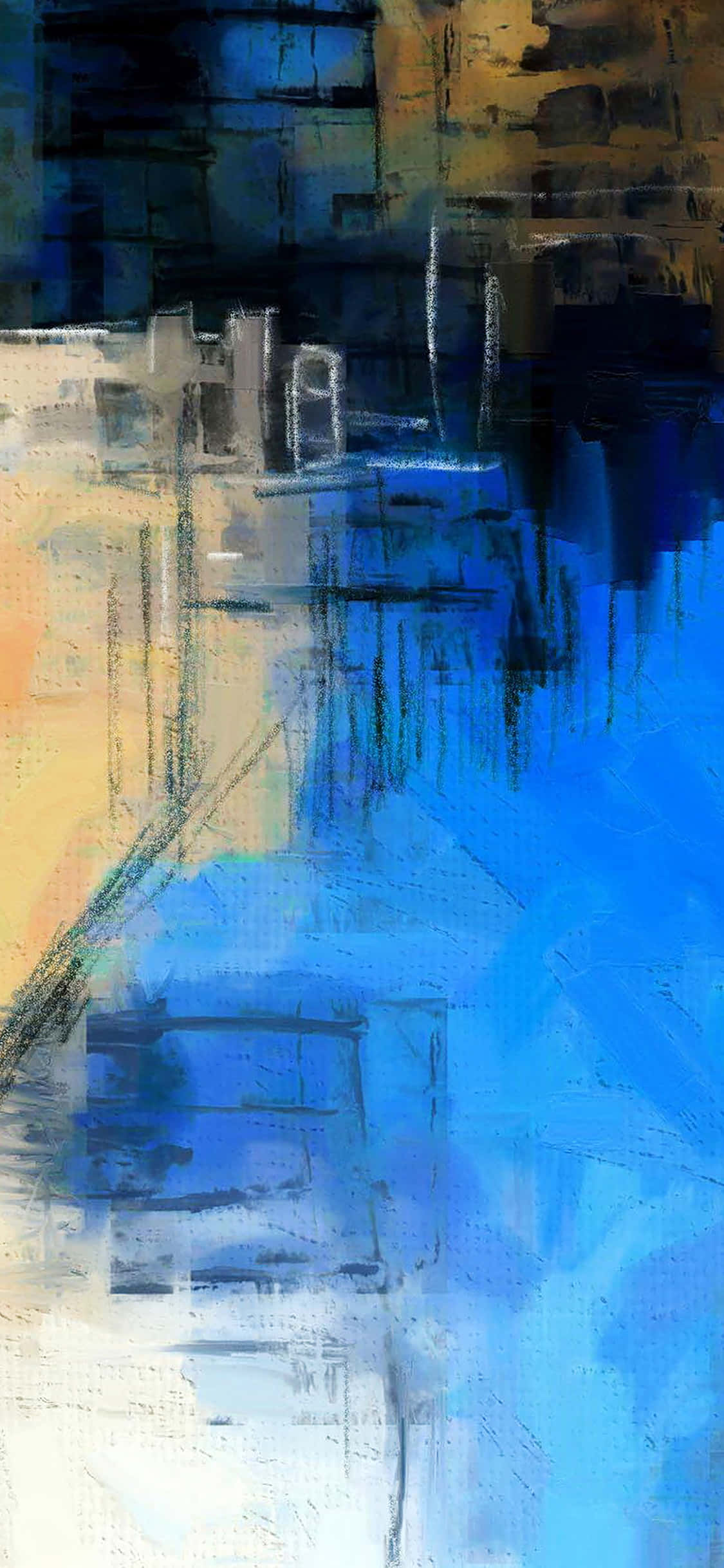 watercolor painting, surreal landscape, bold blue, Full HD Phone Wallpaper