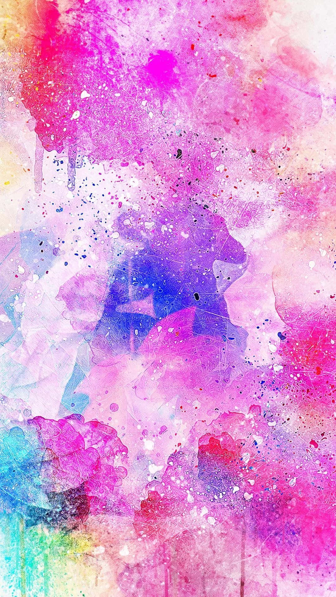 watercolor splatters, pink, purple, Full HD Phone Wallpaper