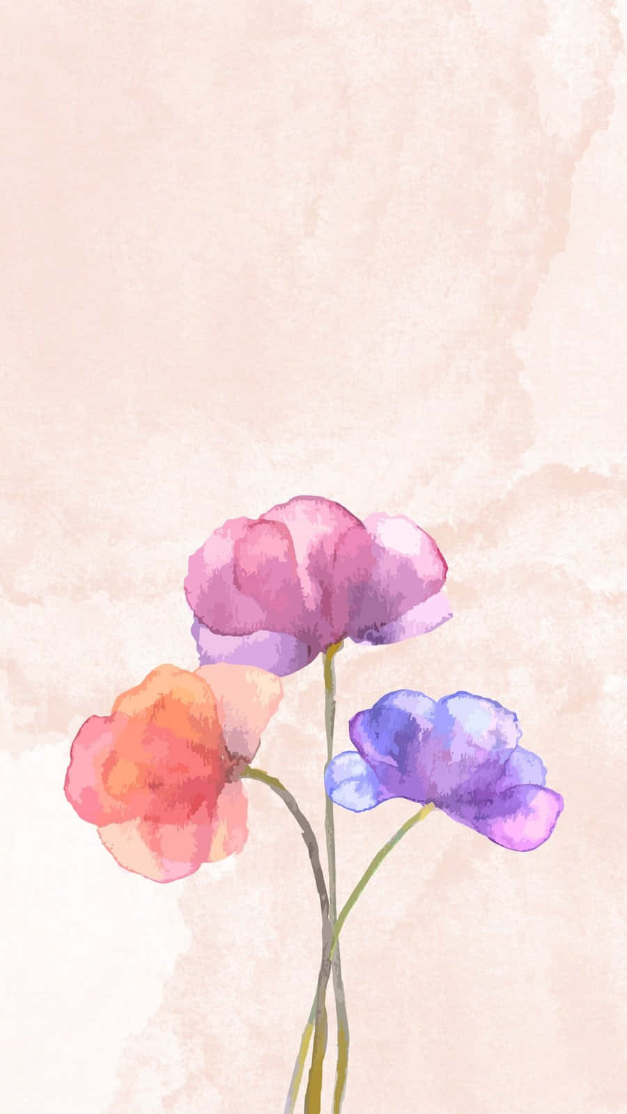 watercolor, pink, orange, HD Phone Wallpaper