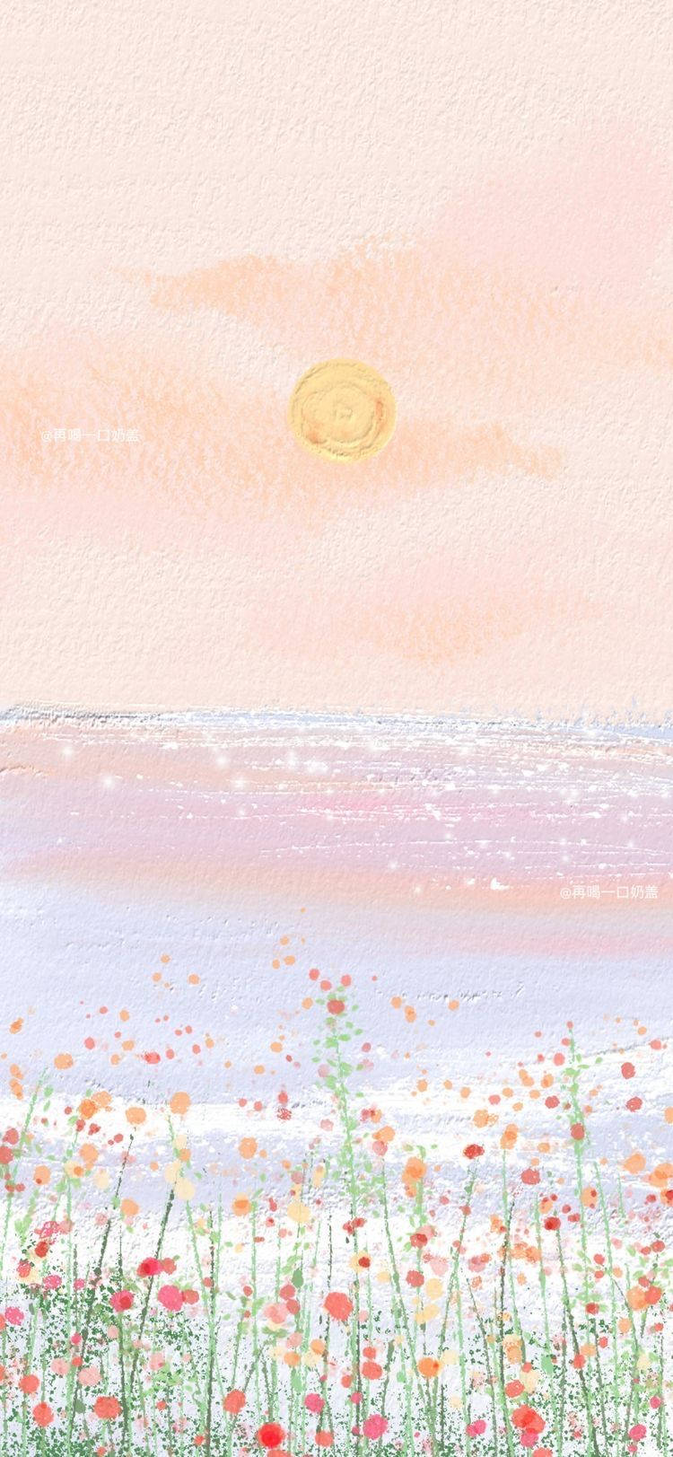 pastel orange, floral, sunset, HD Phone Wallpaper