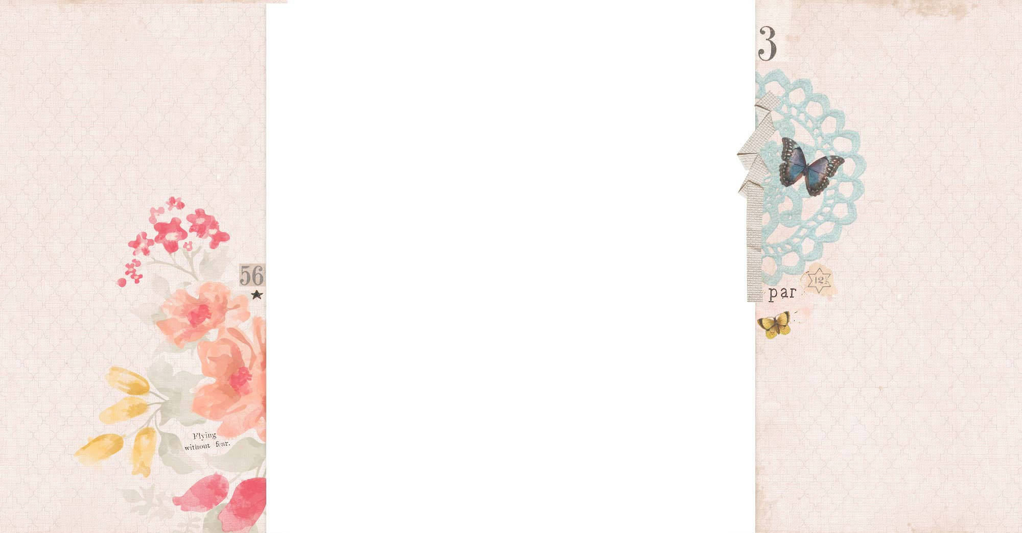 vintage scrapbook page, watercolor flowers, butterflies, Full HD Desktop Wallpaper