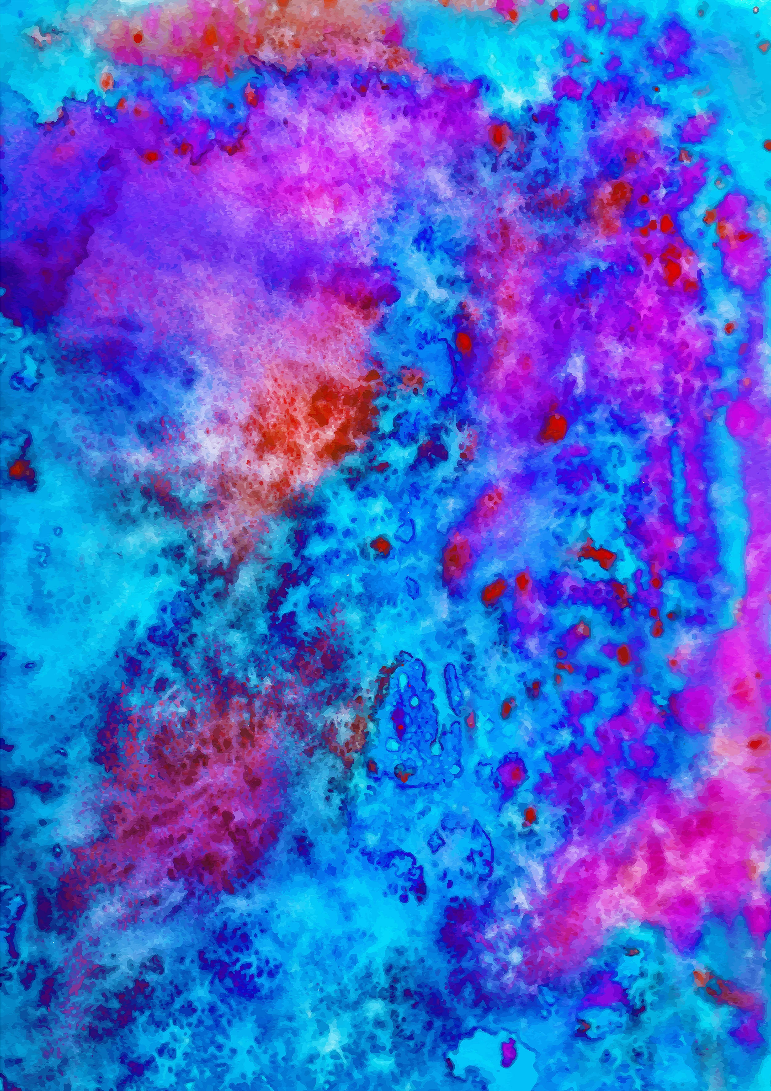 watercolor, electric blue, magenta, 2K Phone Wallpaper