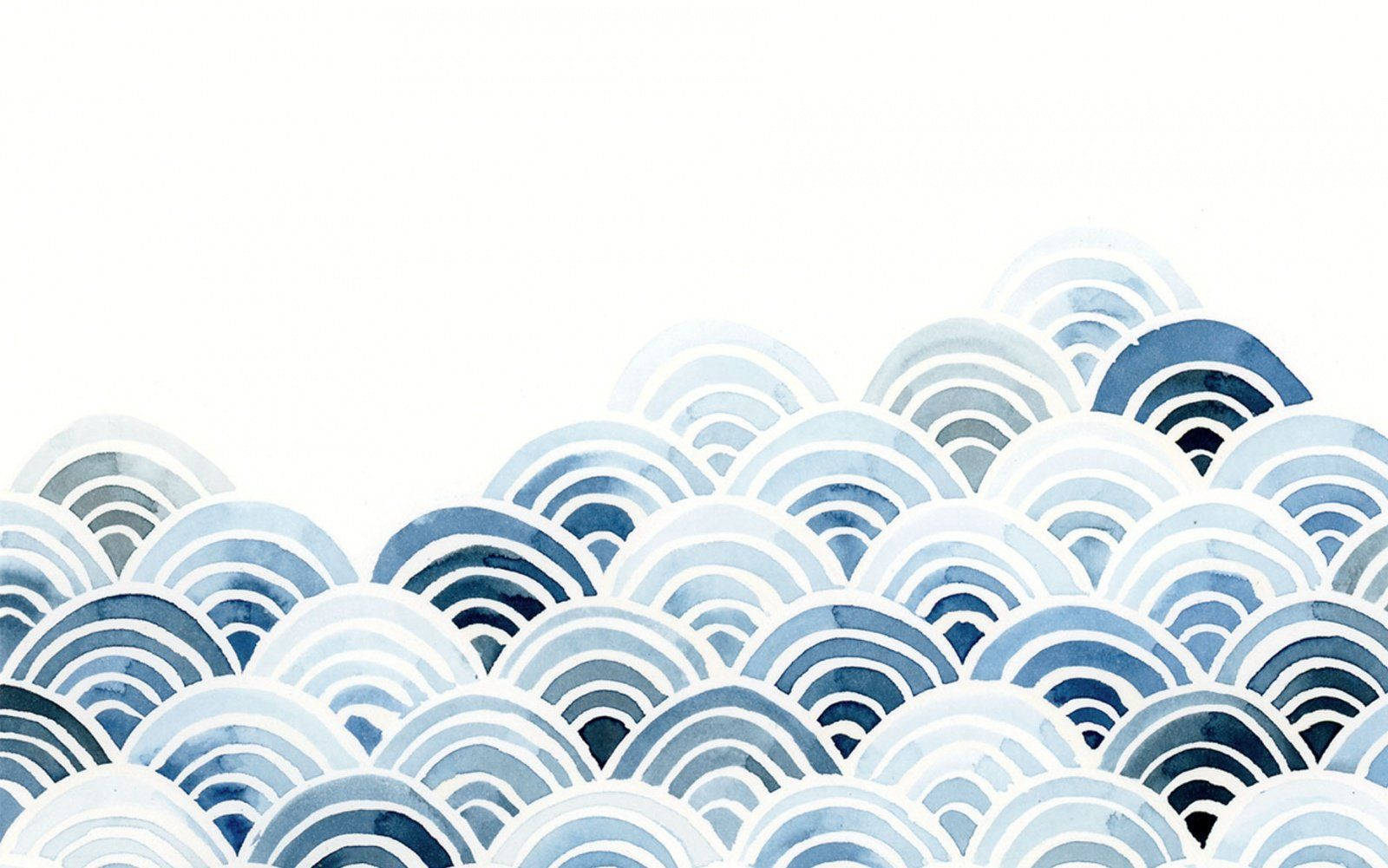 blue, watercolor, waves, HD Desktop Wallpaper