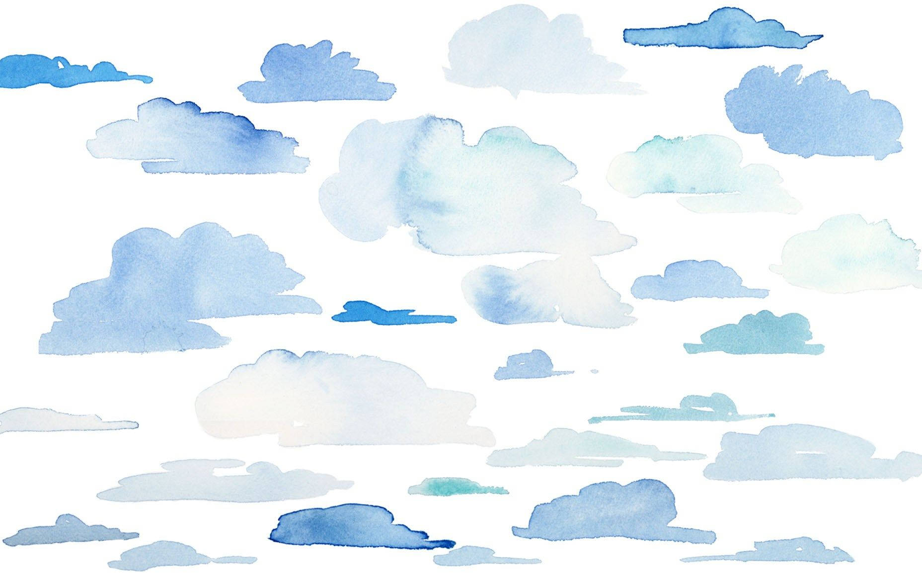 minimalist watercolor, soft blue, white watercolor, HD Desktop Wallpaper