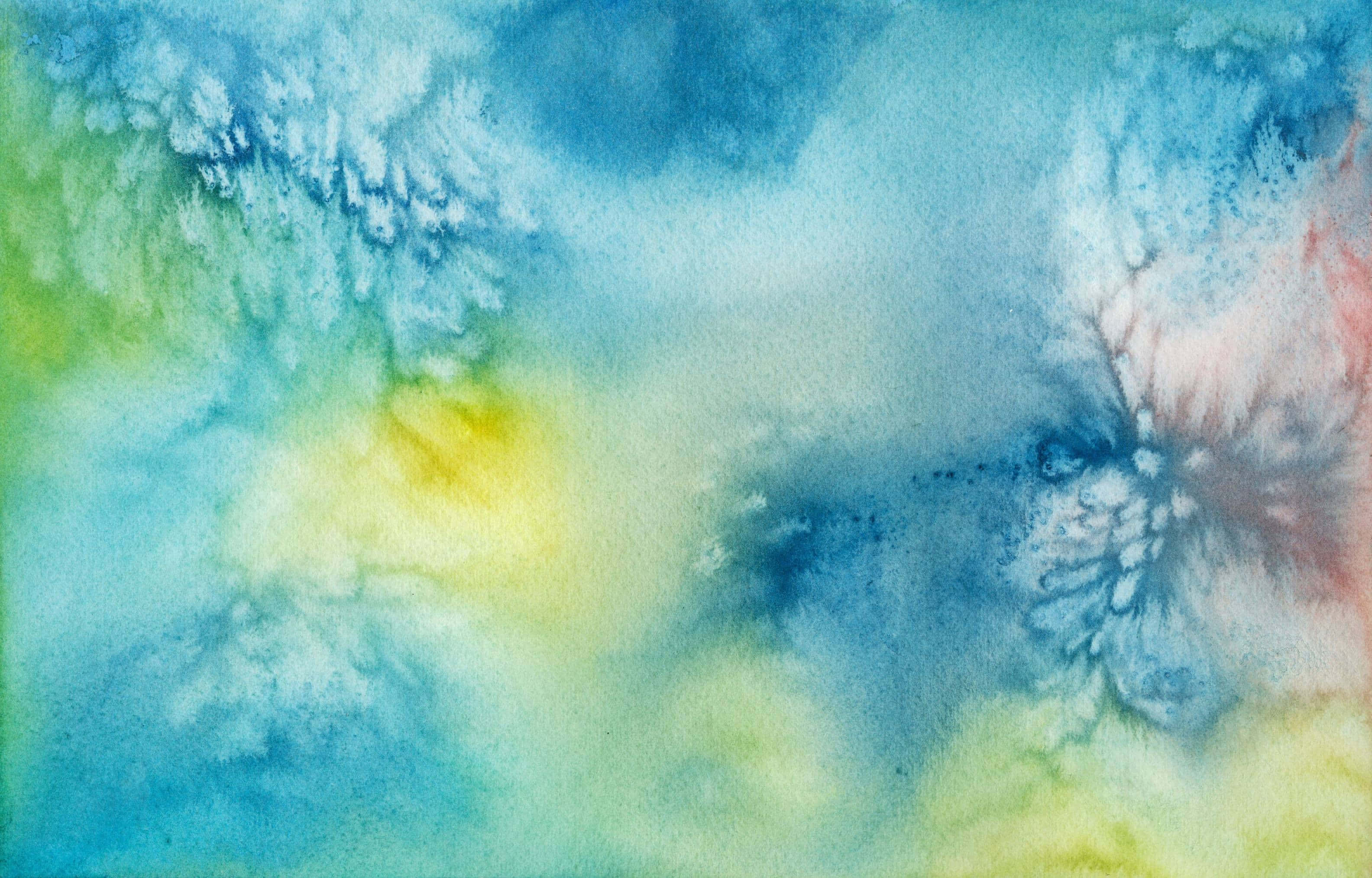 watercolor, swirling blues, greens, 2K Desktop Wallpaper