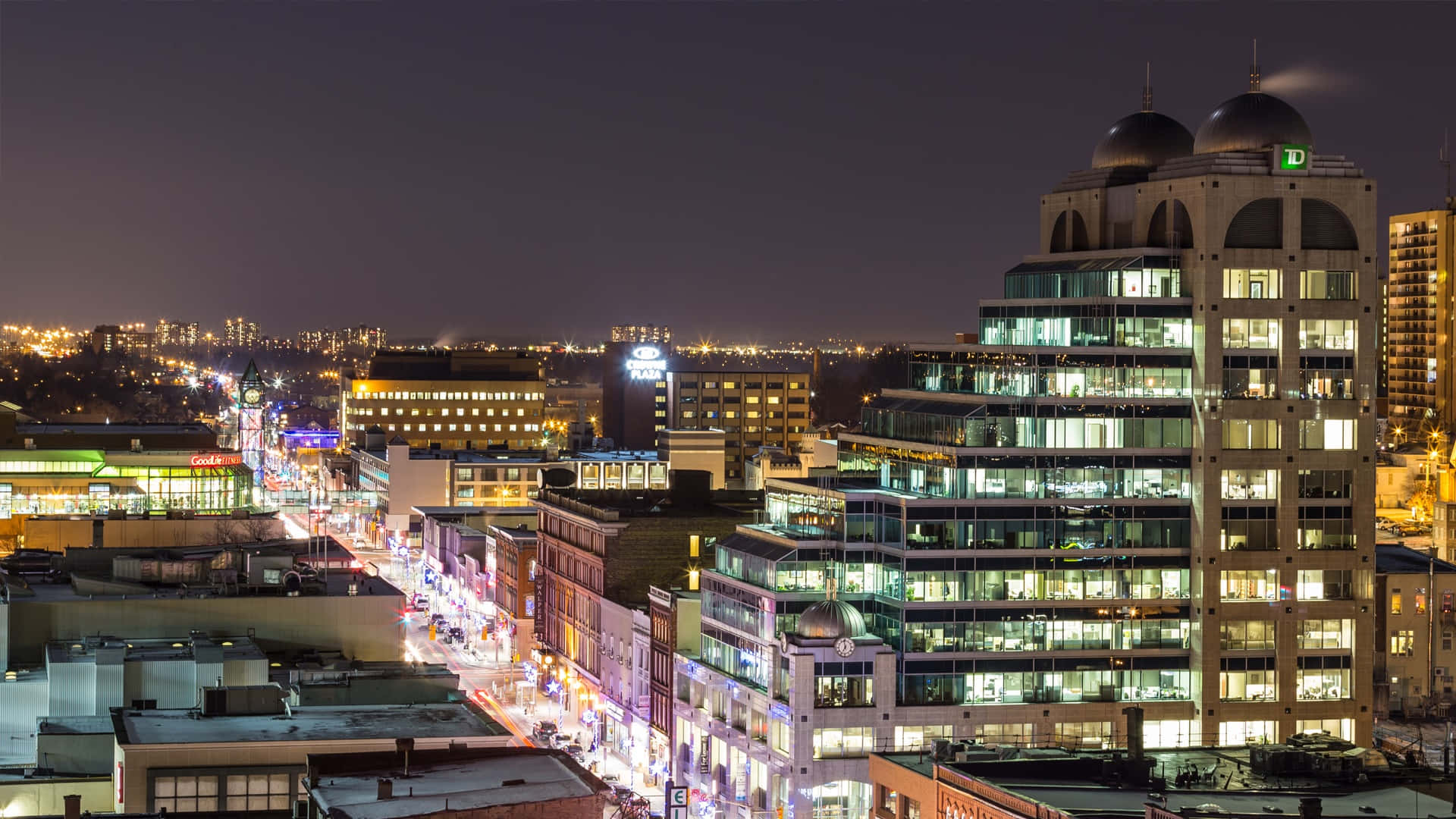 Waterloo, nighttime, cityscape, Full HD Desktop Wallpaper