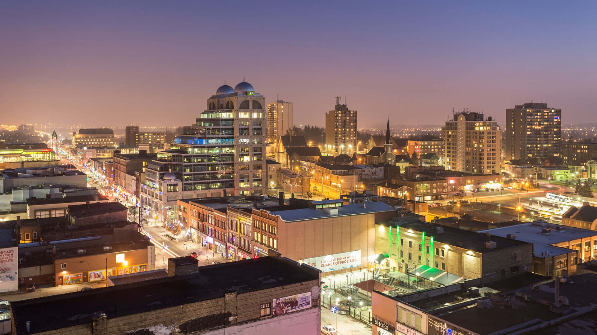Waterloo, cityscape, dusk, Full HD Desktop Wallpaper