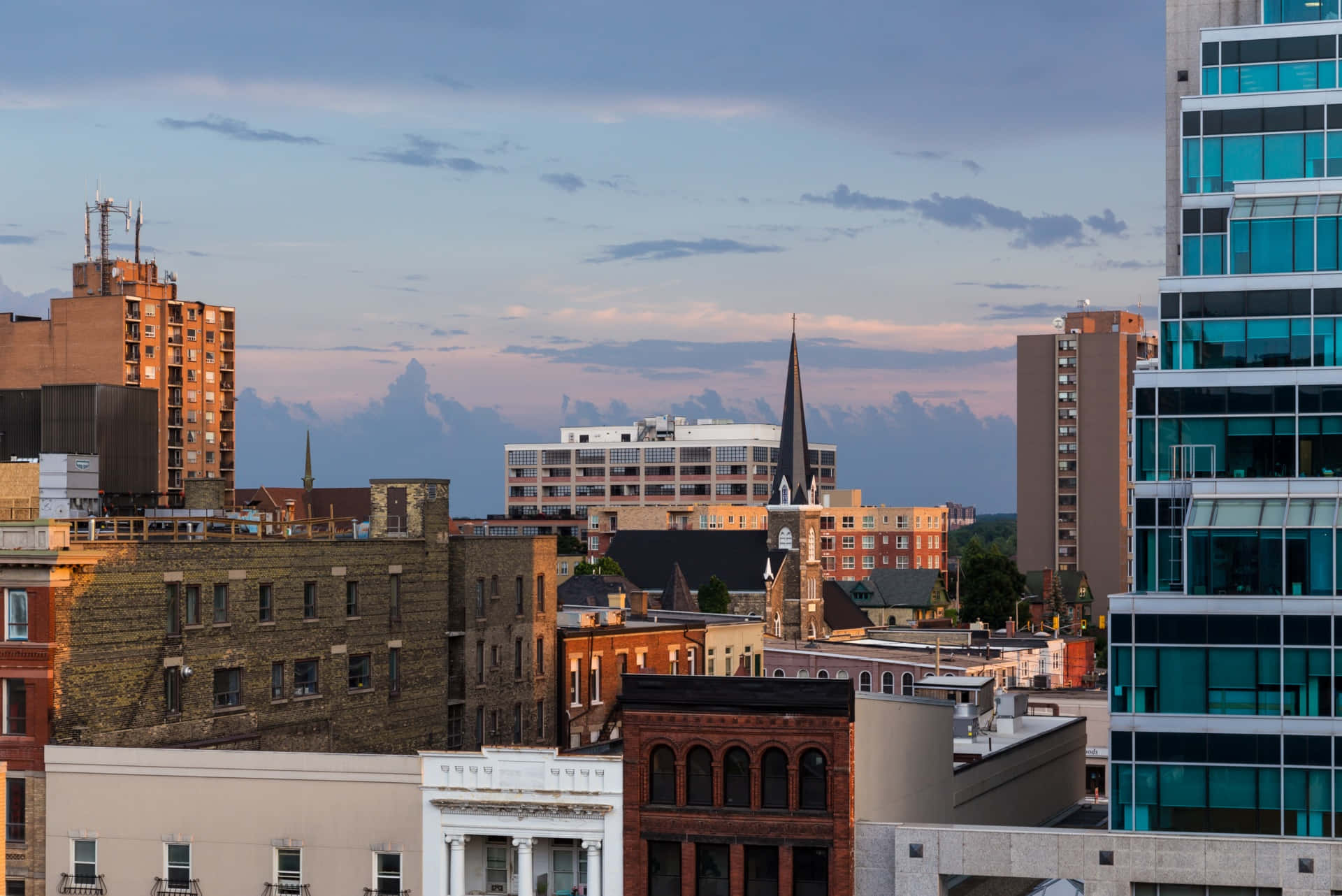 Waterloo, skyline, dusk, Full HD Desktop Wallpaper