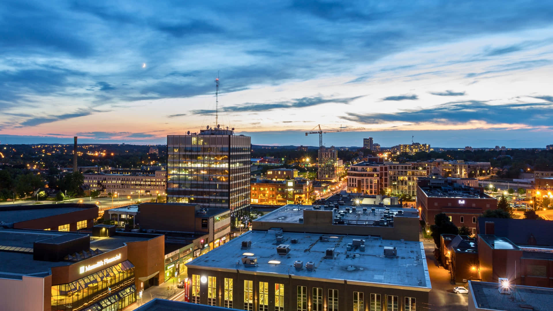 Waterloo Canada, cityscape, twilight, Full HD Desktop Wallpaper