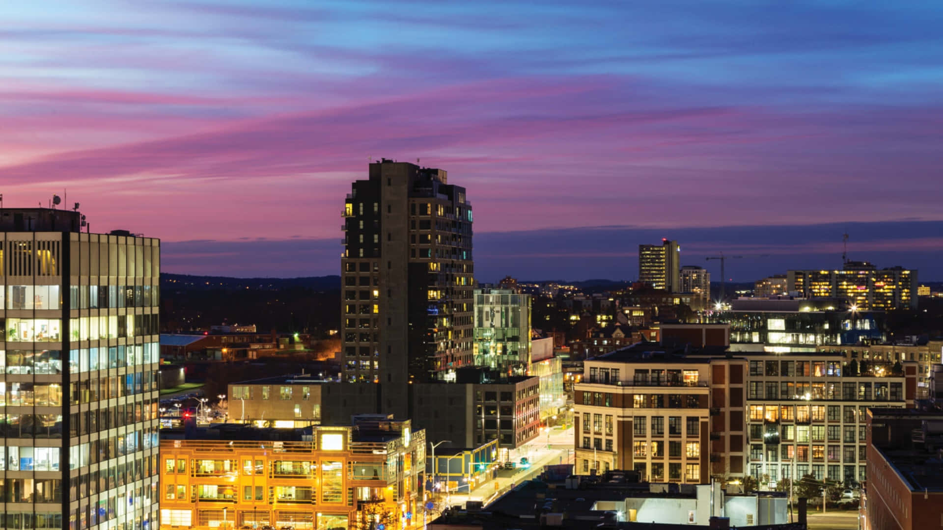Waterloo Canada, cityscape, dusk, Full HD Desktop Wallpaper