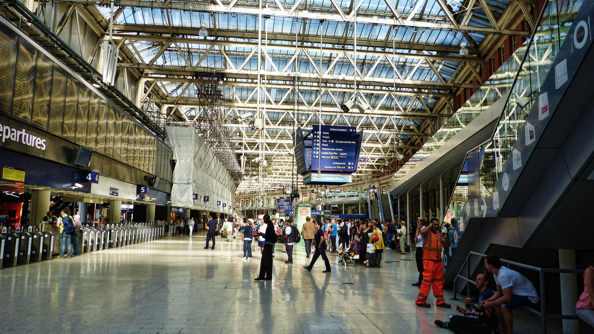 Waterloo Station, modern train station, high glass ceilings, Full HD Desktop Wallpaper