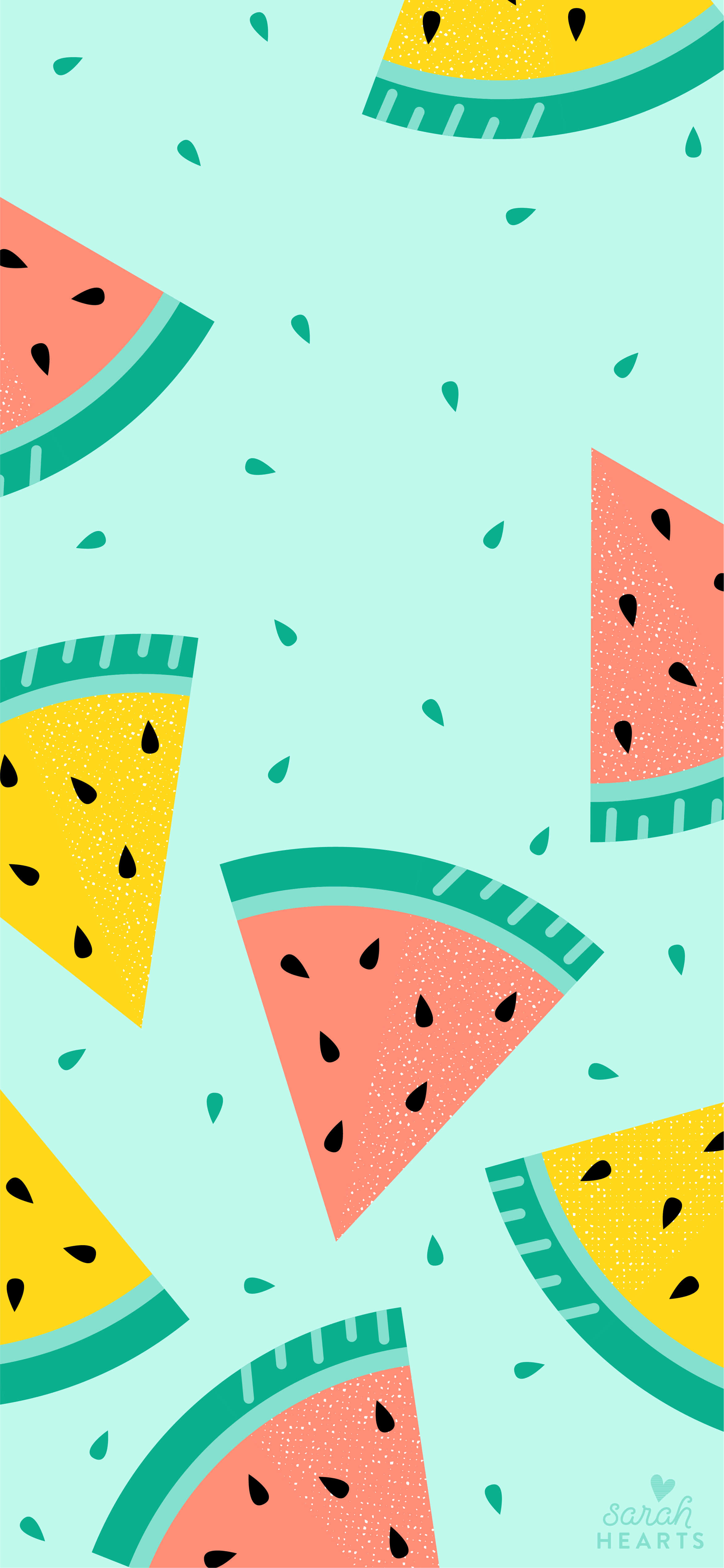 Watermelon iPhone, vibrant watermelon slices, black seeds, 4K Phone Wallpaper