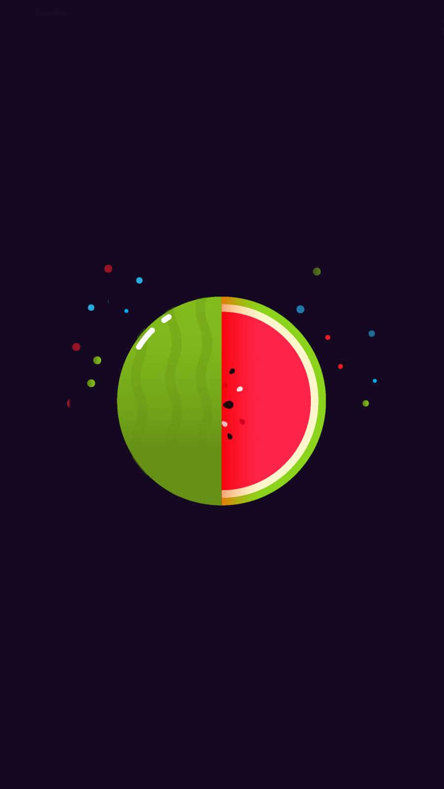 Watermelon iPhone, dark background, colorful dots, HD Phone Wallpaper