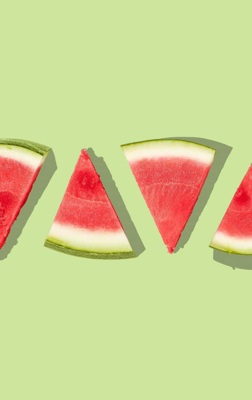 watermelon, triangles, green background, HD Phone Wallpaper