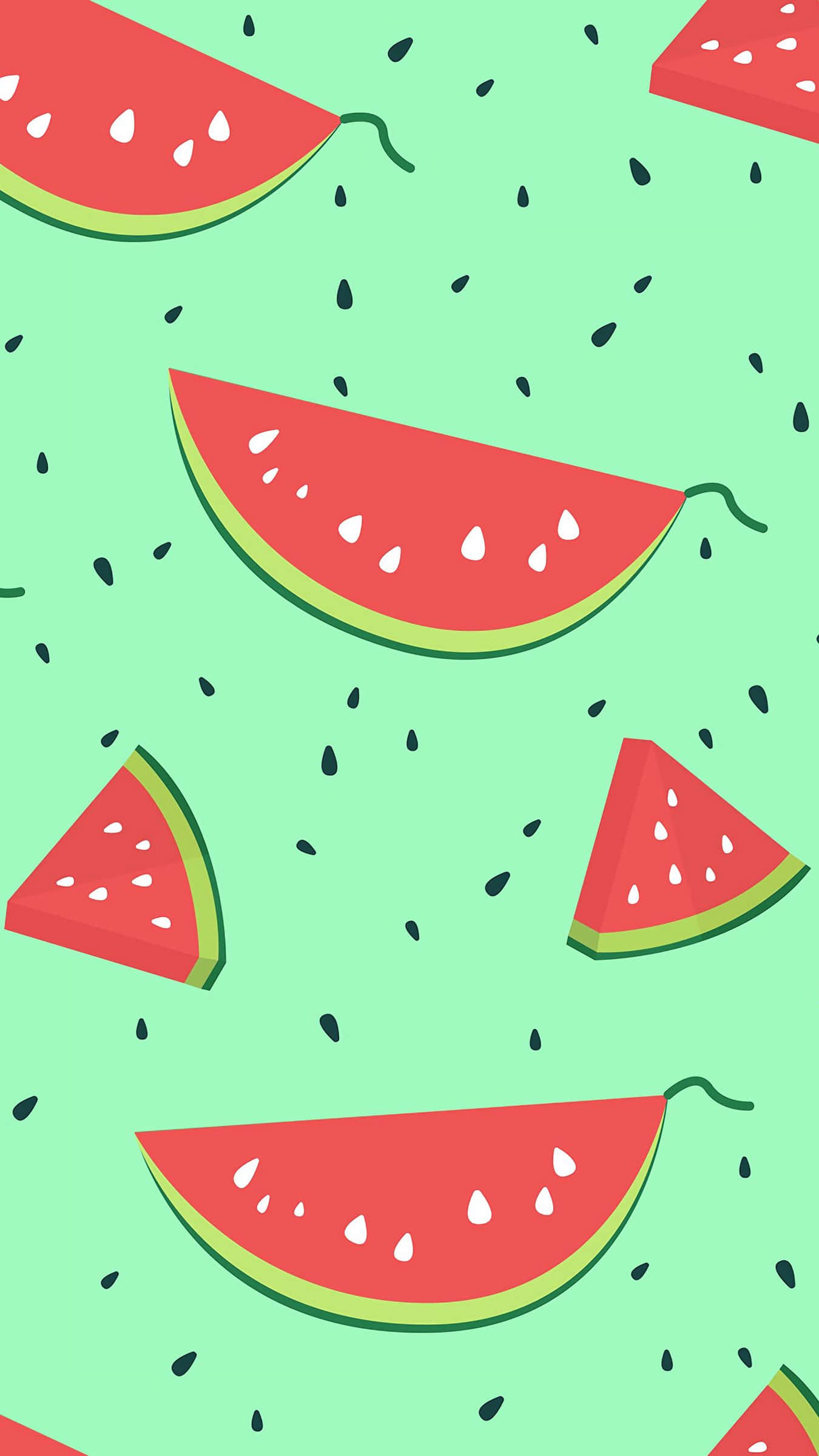watermelon, black seeds, mint green background, Full HD Phone Wallpaper
