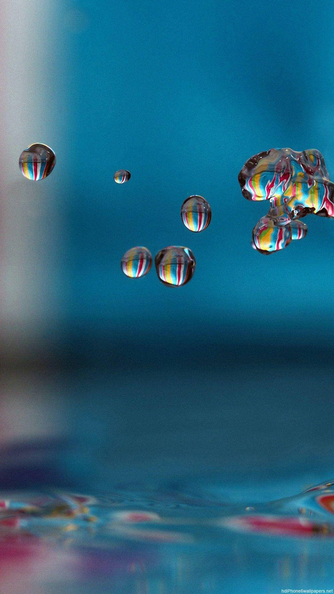 Water Droplets, iPhone Live, vibrant rainbow hues, Full HD Phone Wallpaper