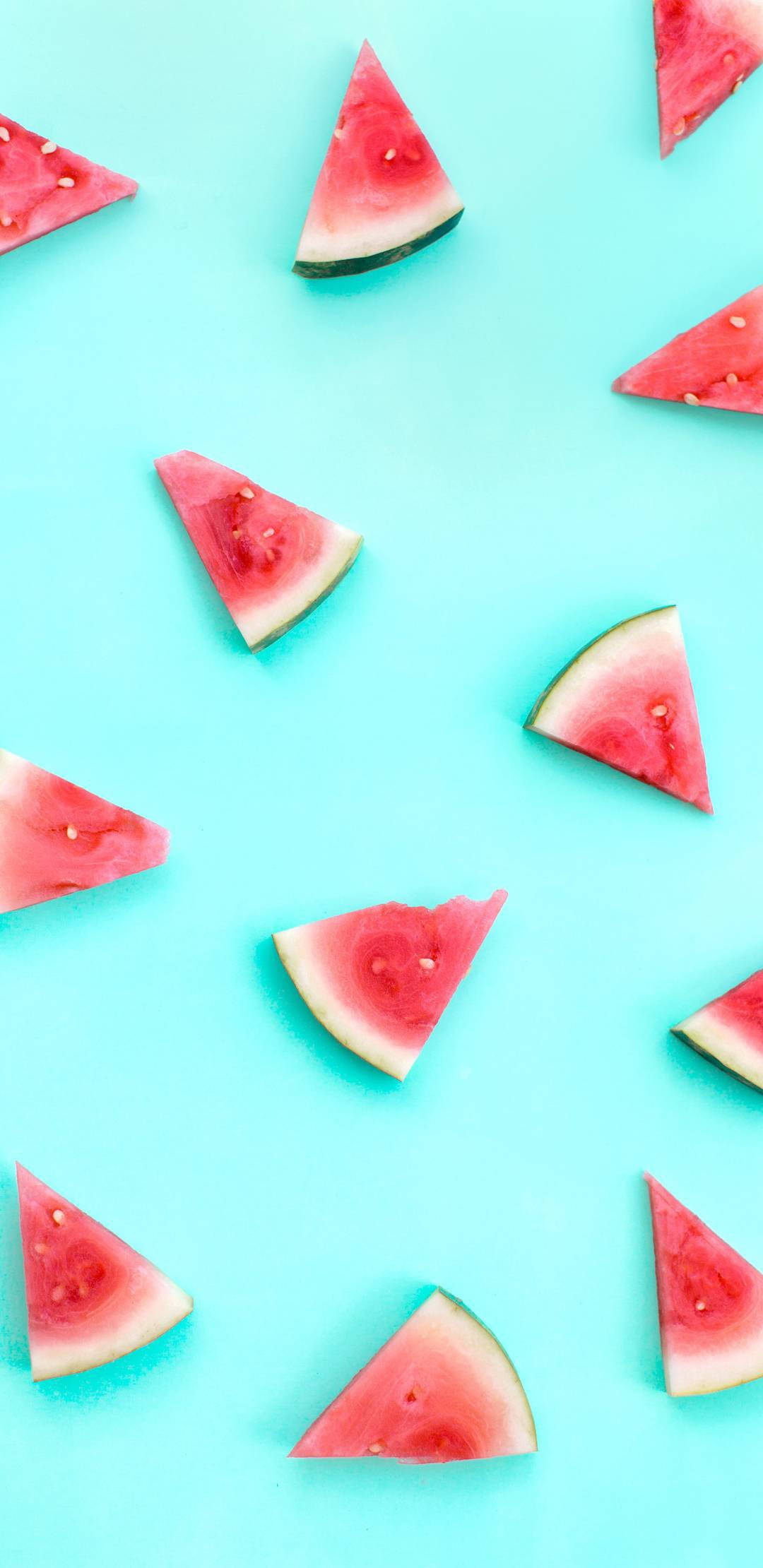 watermelon, turquoise, flat lay, Full HD Phone Wallpaper