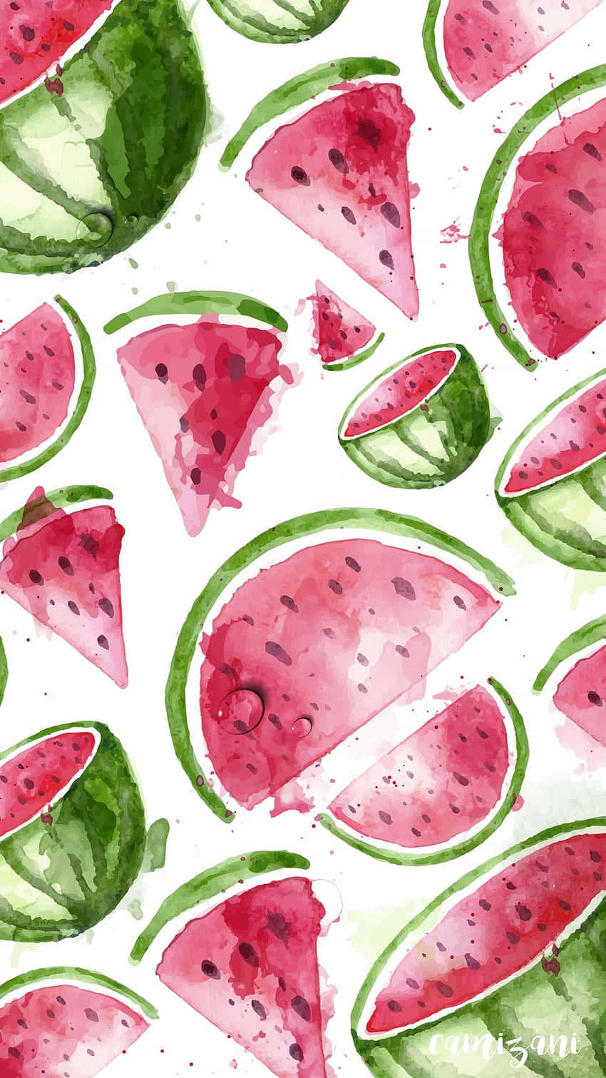 watercolor slices, watermelon, juicy pink flesh, HD Phone Wallpaper