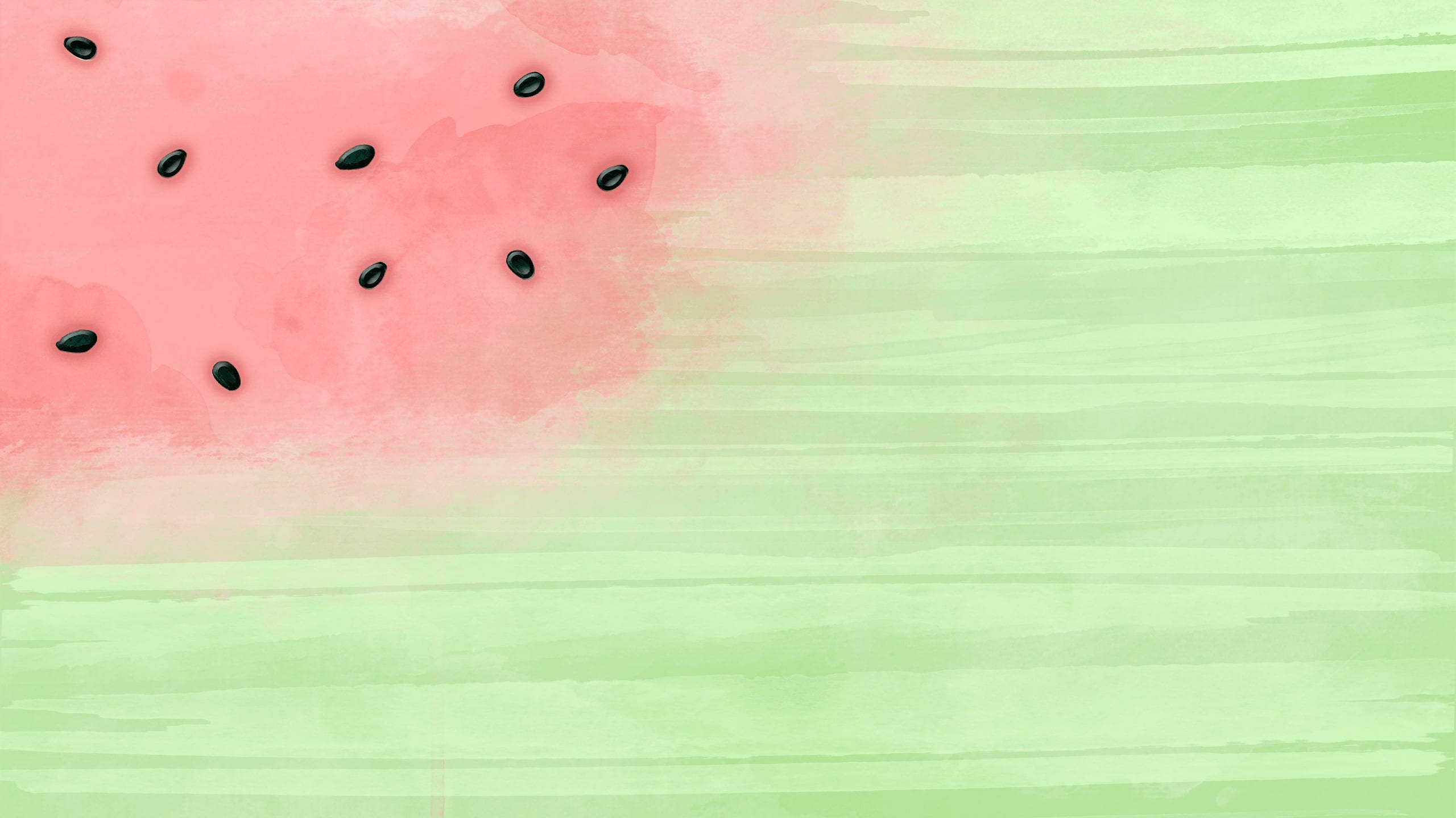 watermelon, watercolor-style, black seeds, 2K Desktop Wallpaper