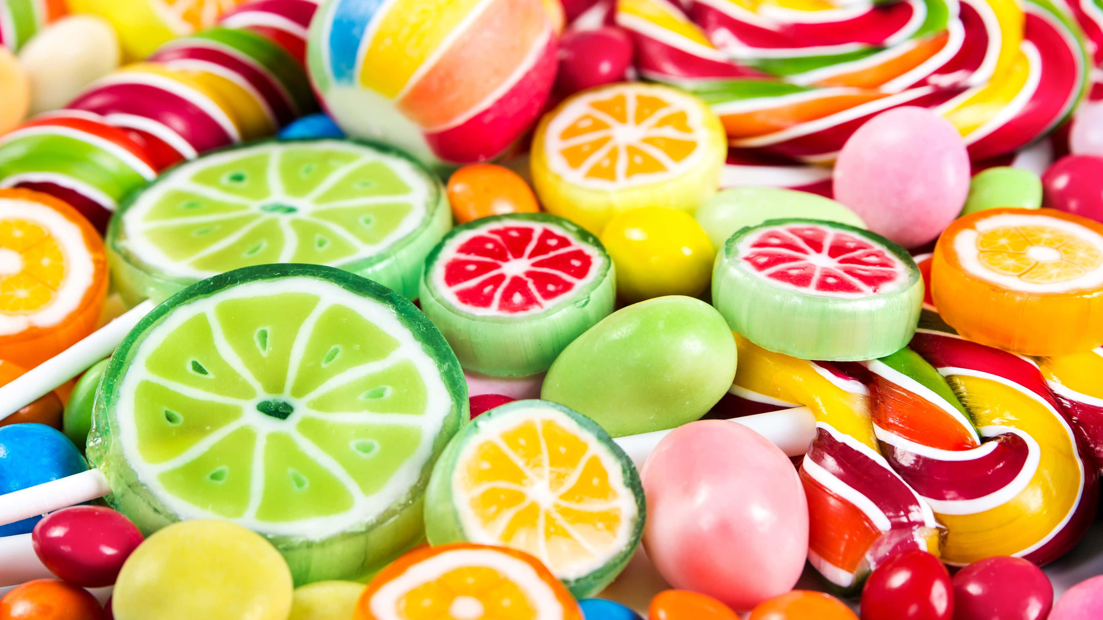 Watermelon Candy Aesthetic, citrus-themed candies, lollipops, 4K Desktop Wallpaper
