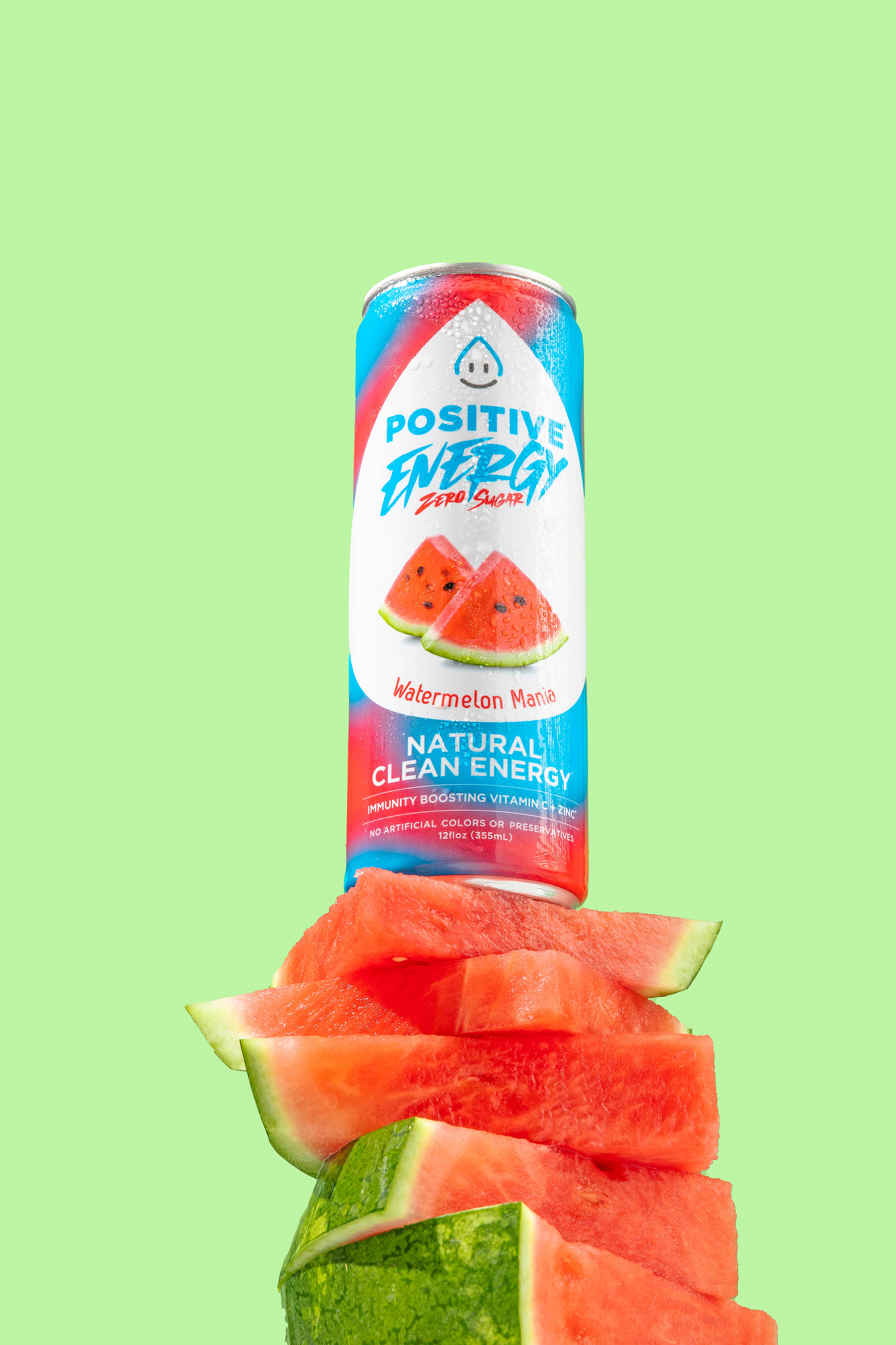 watermelon-flavored energy drink, fresh watermelon slices, mint green background, 5K Phone Wallpaper