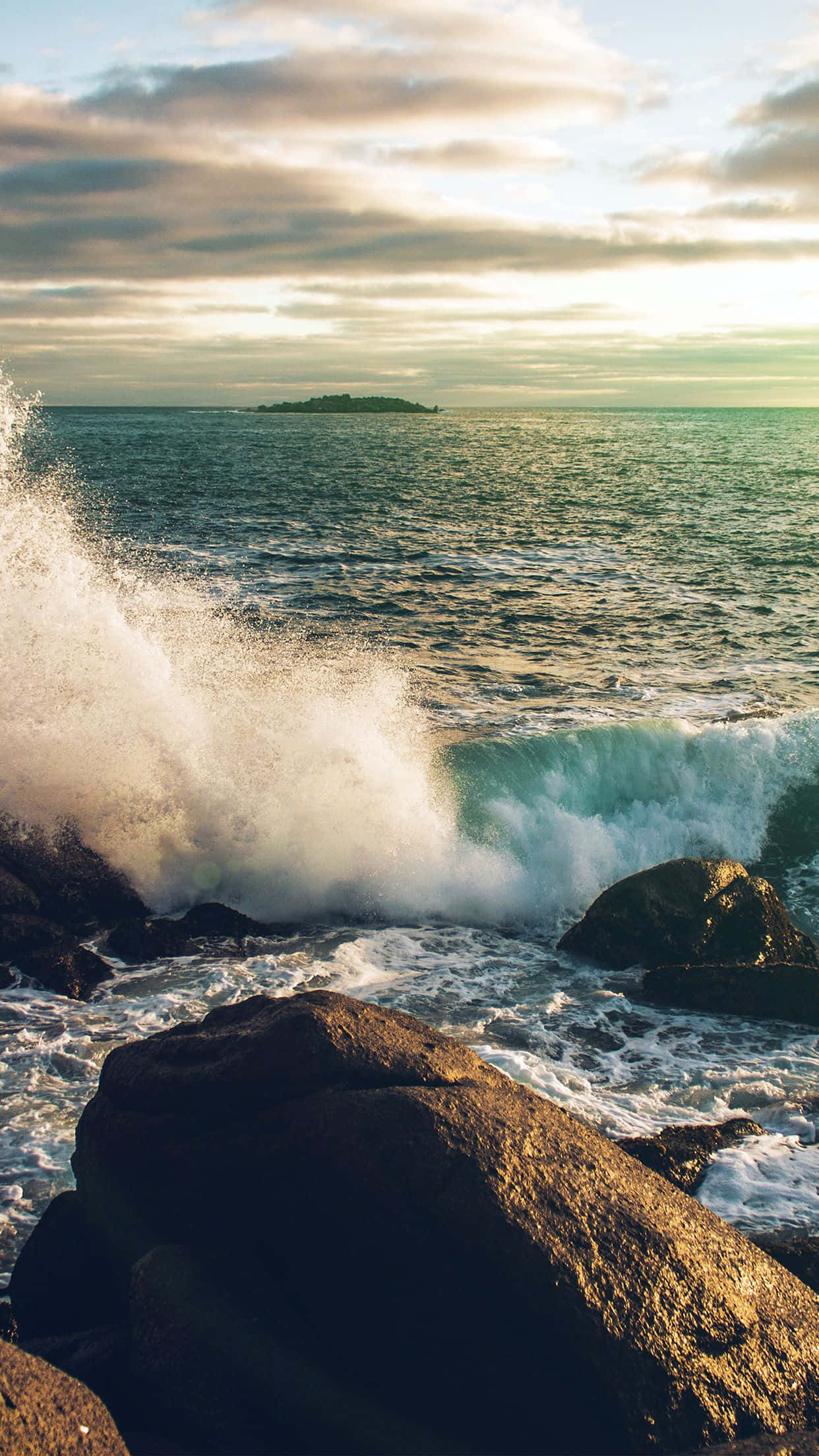 Wave, iPhone, Golden Hour, Full HD Phone Wallpaper
