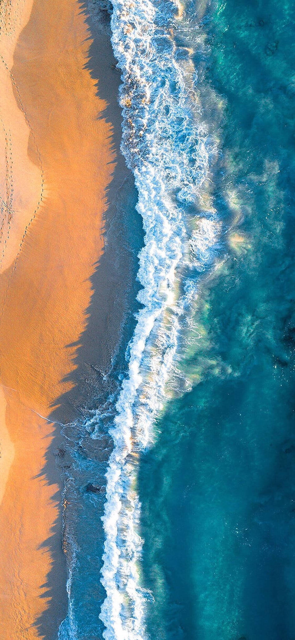 Long Beach Wave, turquoise waves, golden sand, Full HD Phone Wallpaper