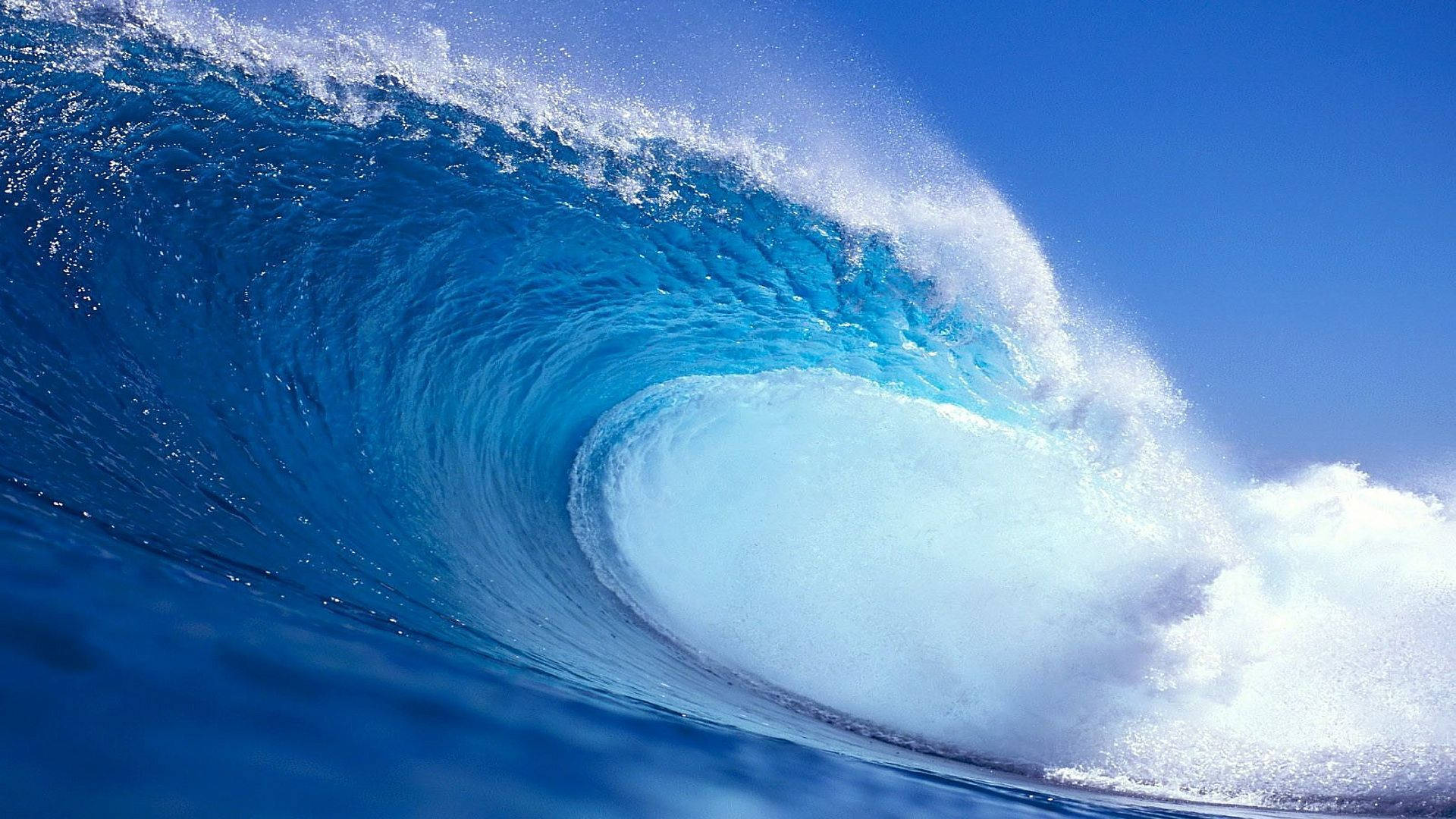 gigantic blue wave, turquoise ocean wave, perfect barrel, Full HD Desktop Wallpaper