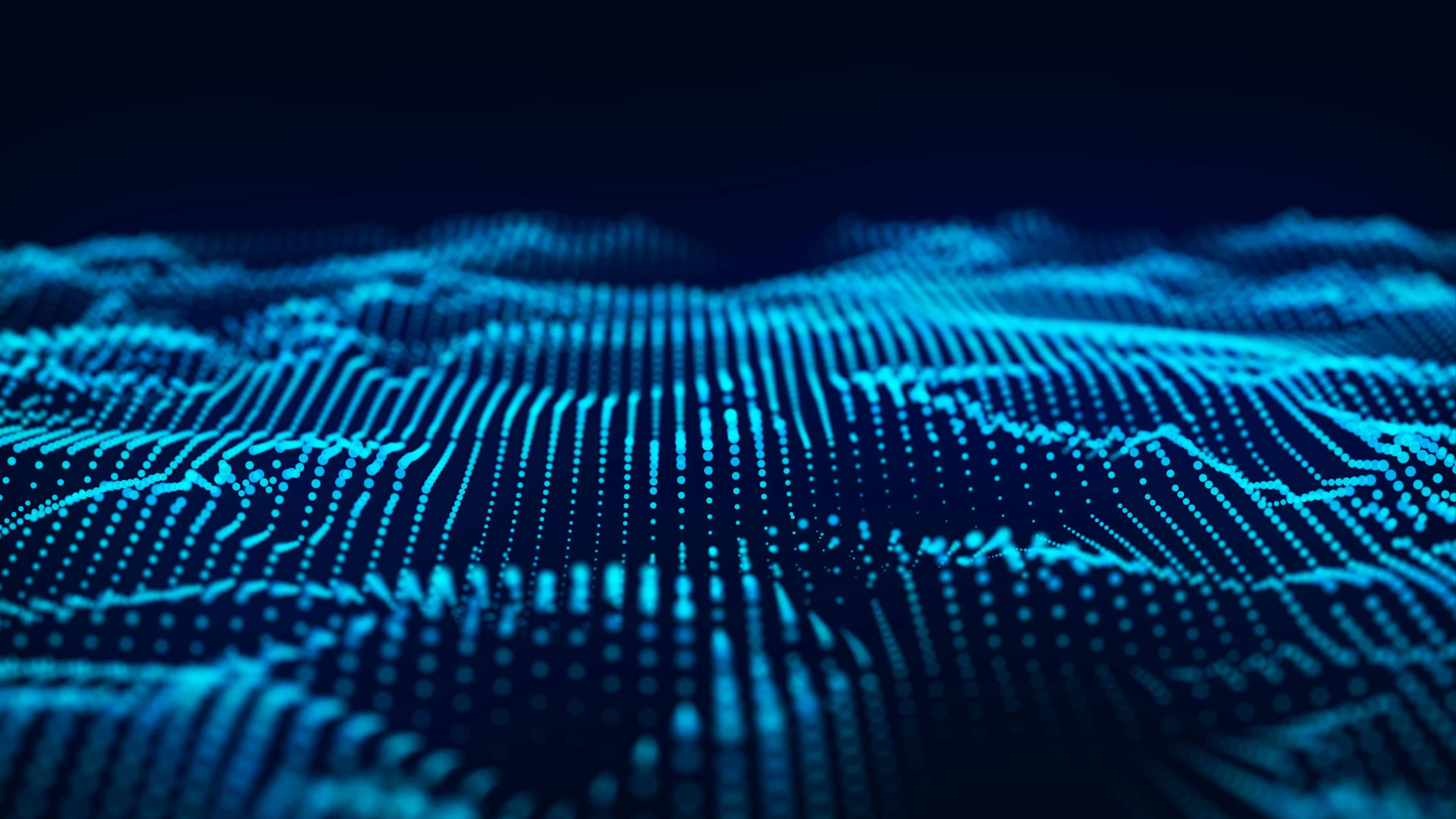big data database, glowing blue data waves, dark void, 4K Desktop Wallpaper