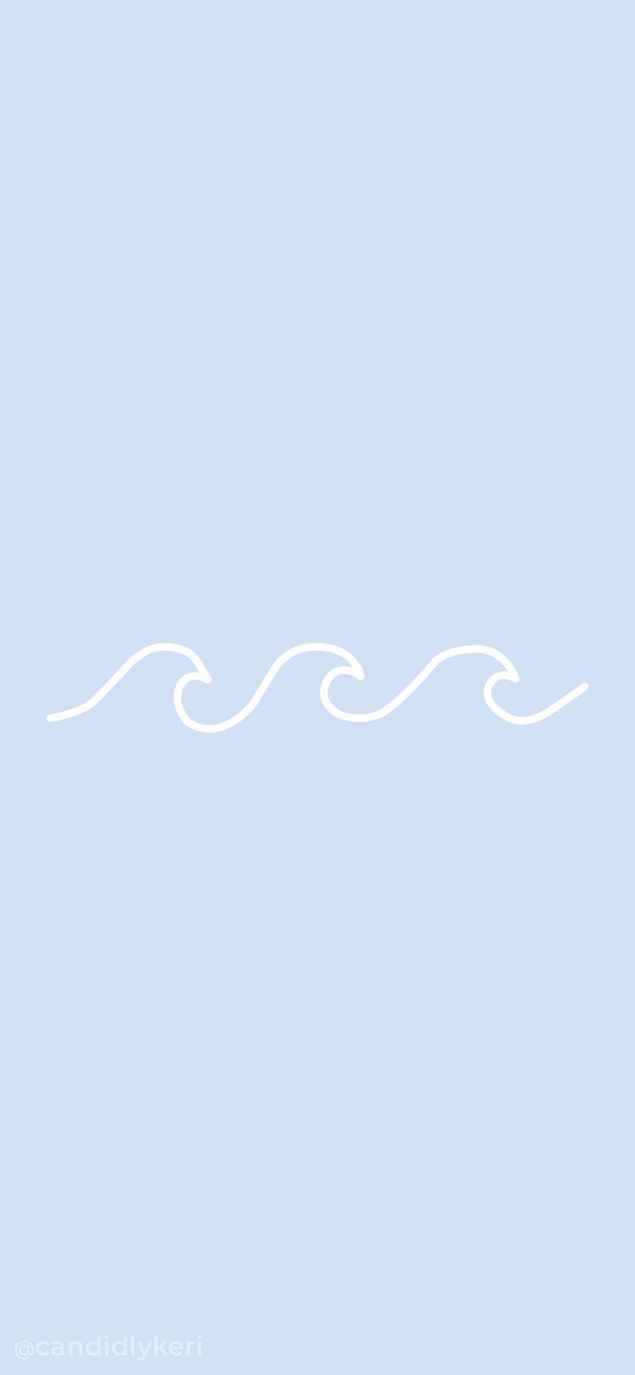 cute wave design aesthetic phone, minimalist white wave lines, soft pastel blue background, 2K Phone Wallpaper