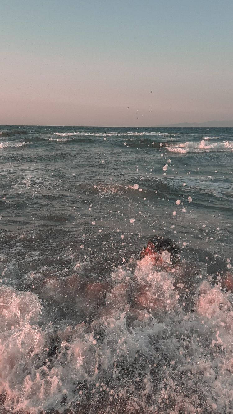 Waves, rocks, sunset, HD Phone Wallpaper