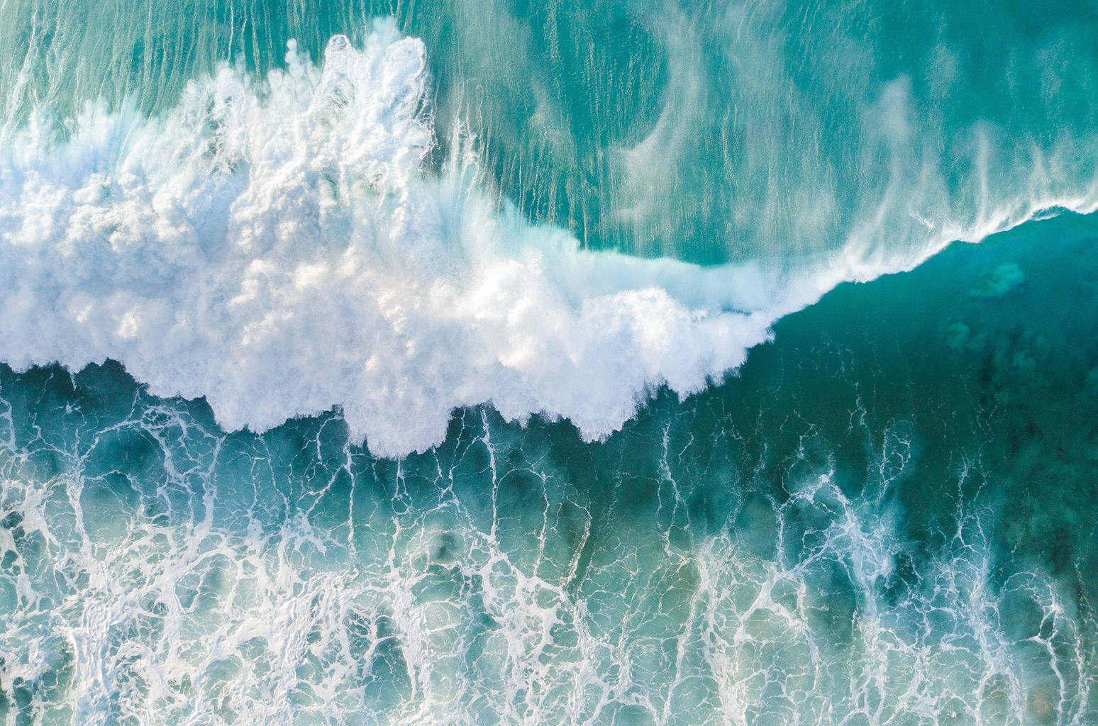 turquoise ocean waves, white foam, darker blue sea, HD Desktop Wallpaper