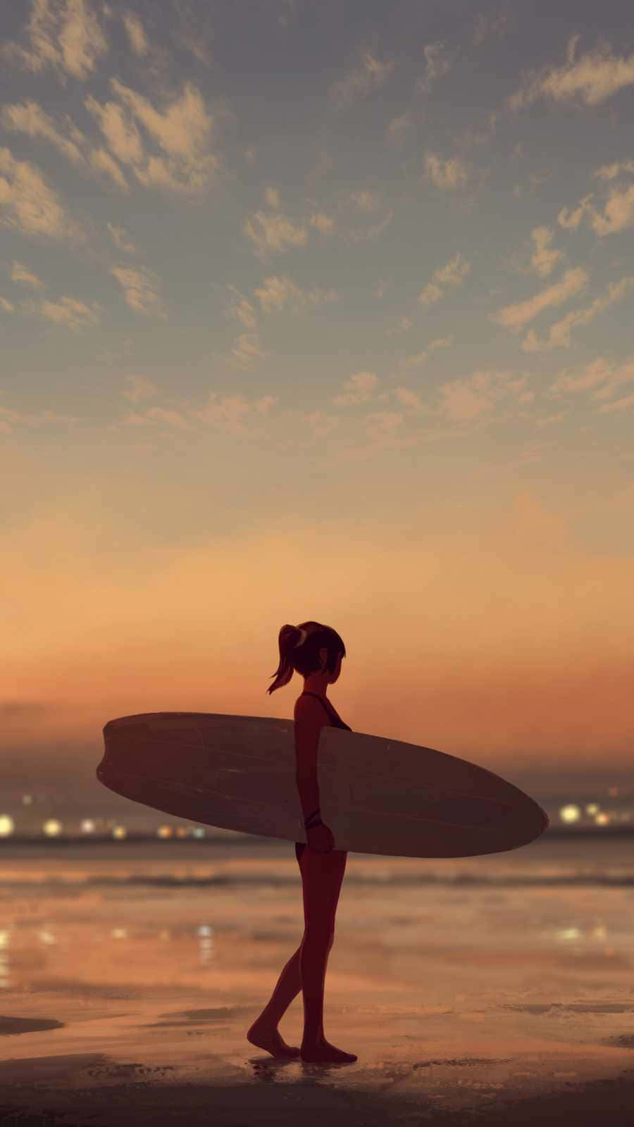 surfer girl, surfboard, beach, HD Phone Wallpaper