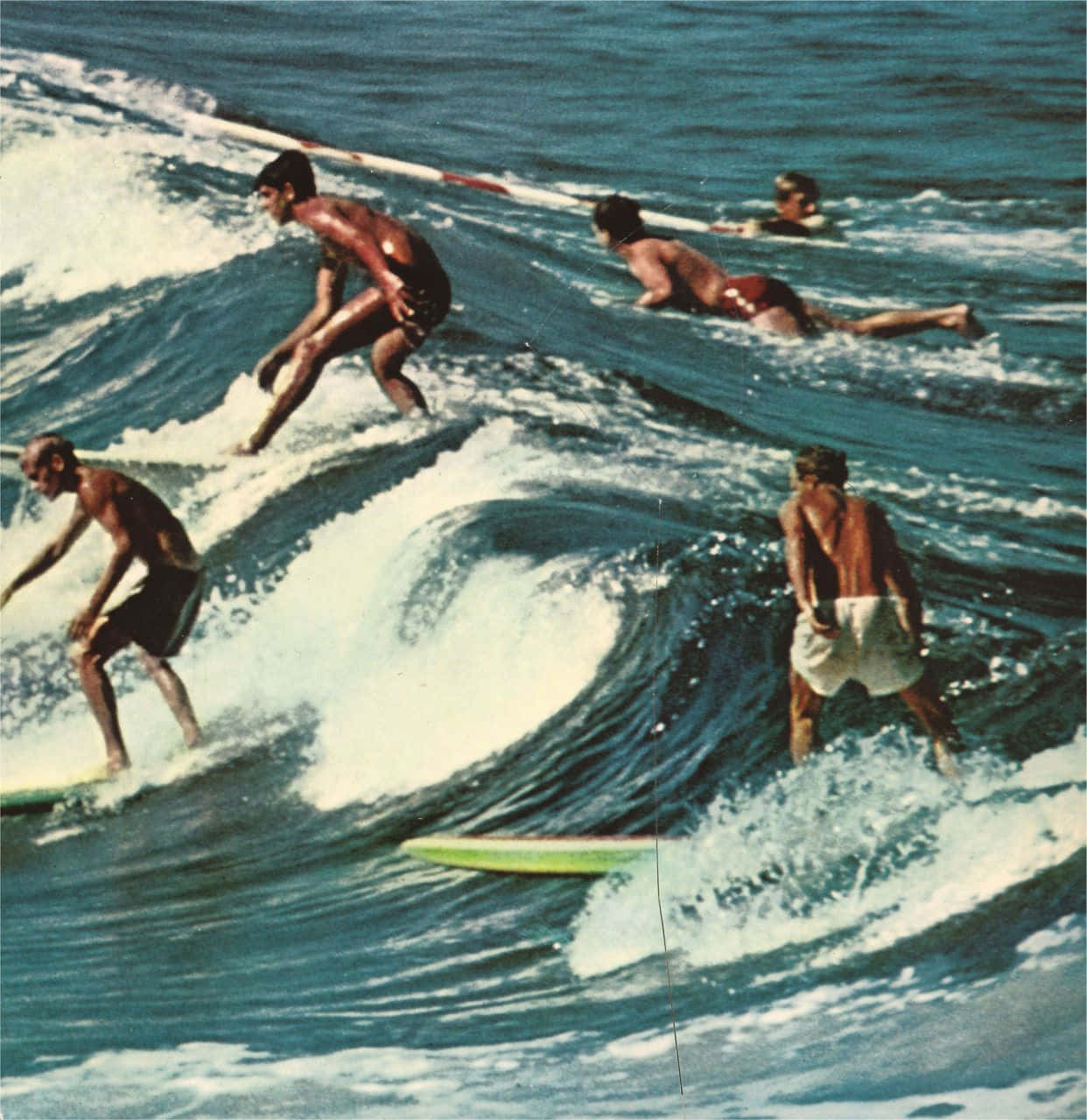 vintage surf, surfers, big waves, HD Phone Wallpaper