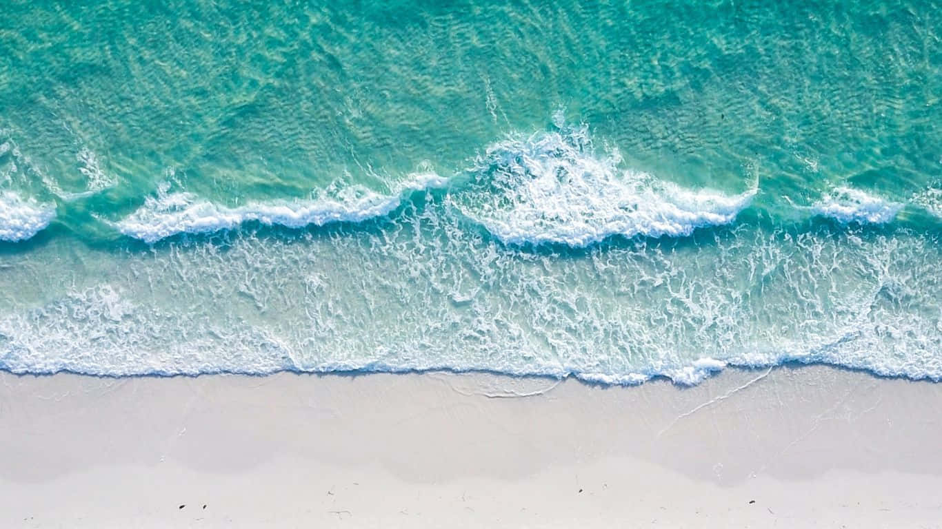 turquoise ocean, foamy waves, pristine white sandy beach, HD Desktop Wallpaper
