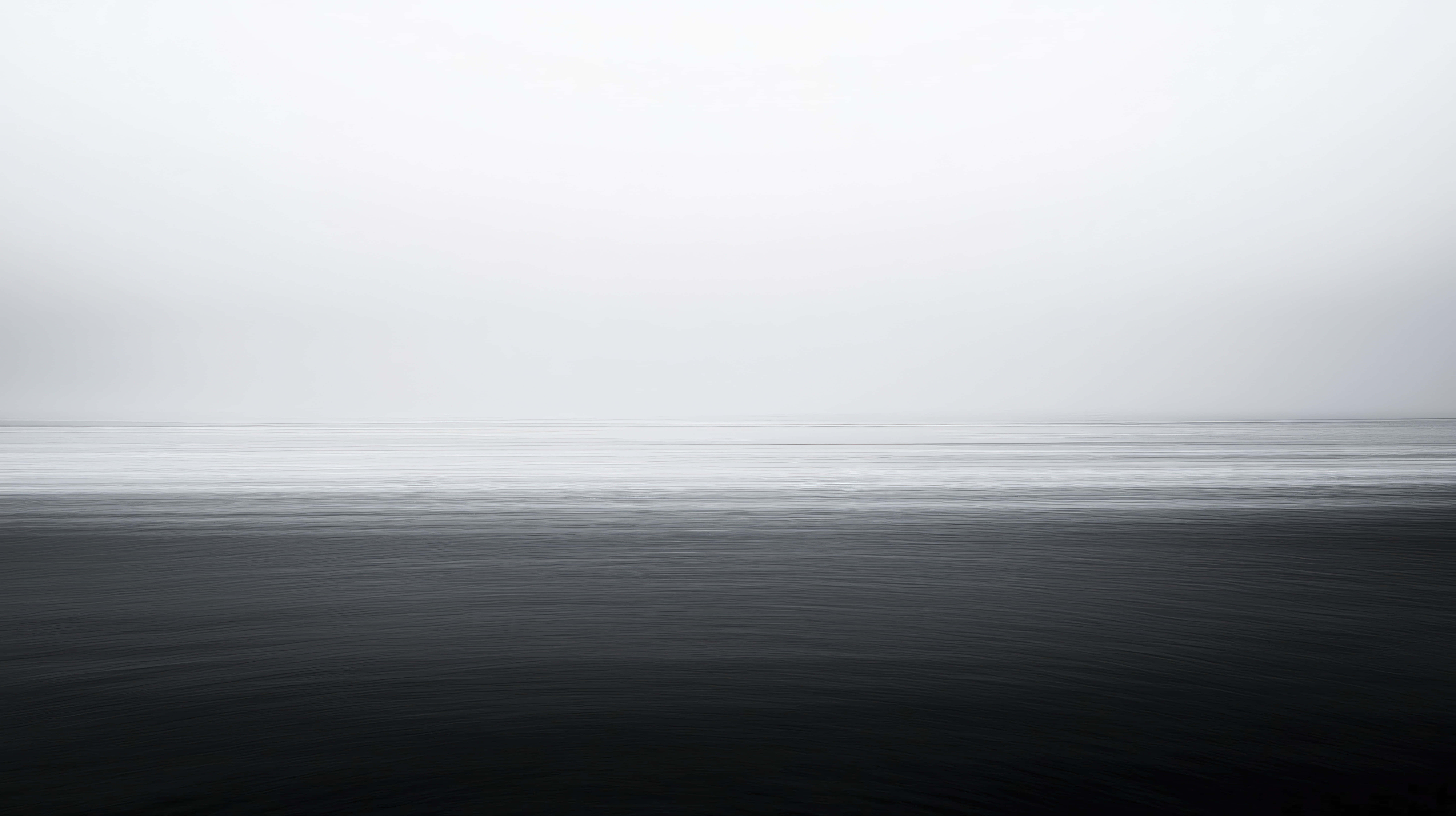minimalist, black and white, ocean horizon, 8K Desktop Wallpaper