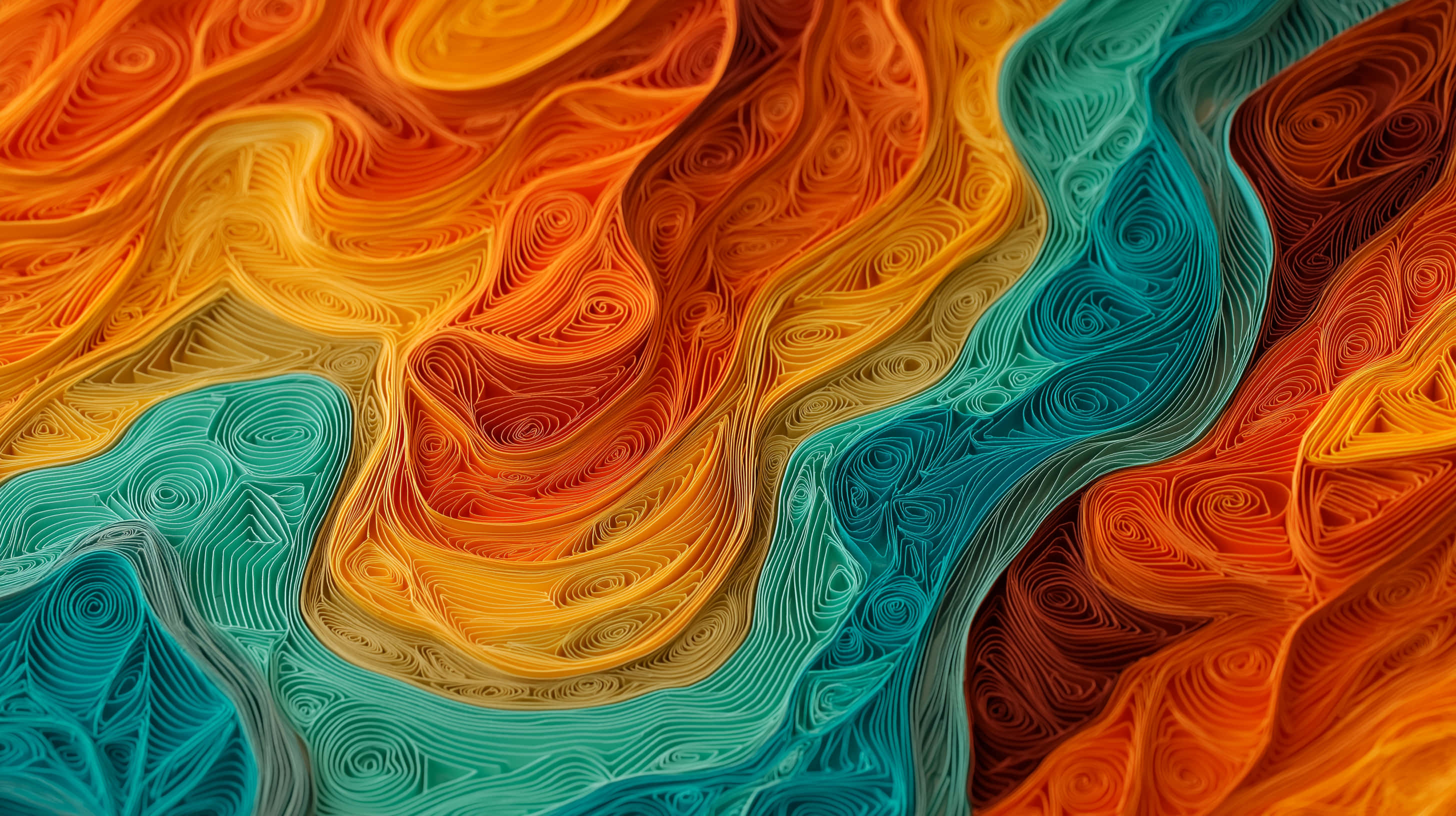 paper quilling, waves, swirls, 2K Desktop Wallpaper
