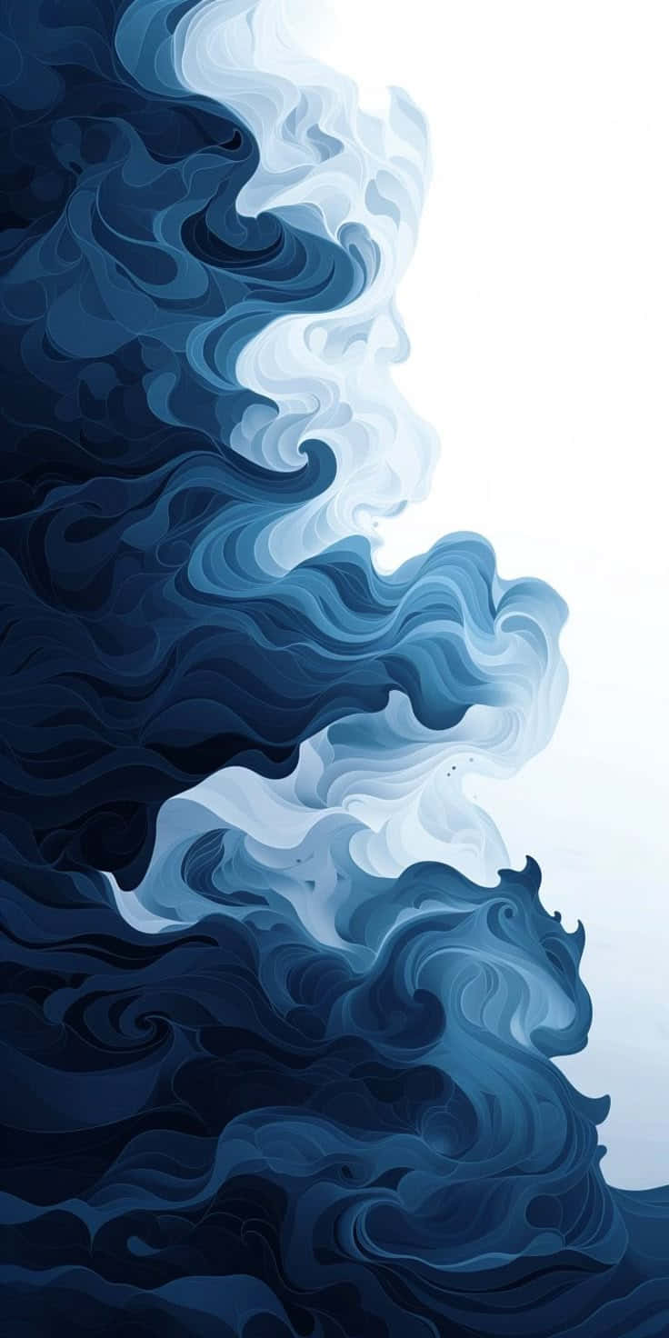 blue-white waves, layered blues and whites, dynamic curl, HD Phone Wallpaper