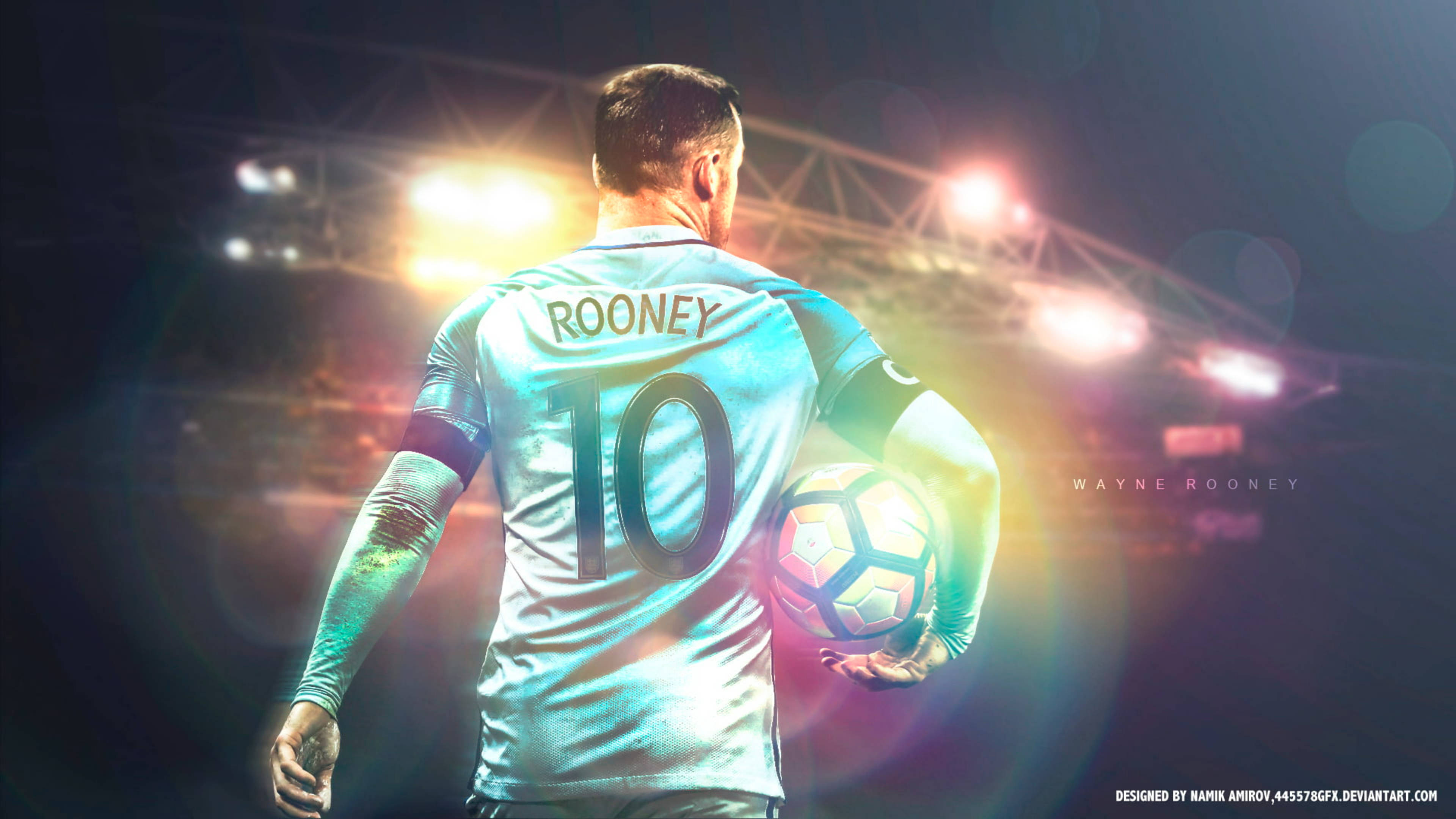 Wayne Rooney, light blue jersey, number 10, 4K Desktop Wallpaper