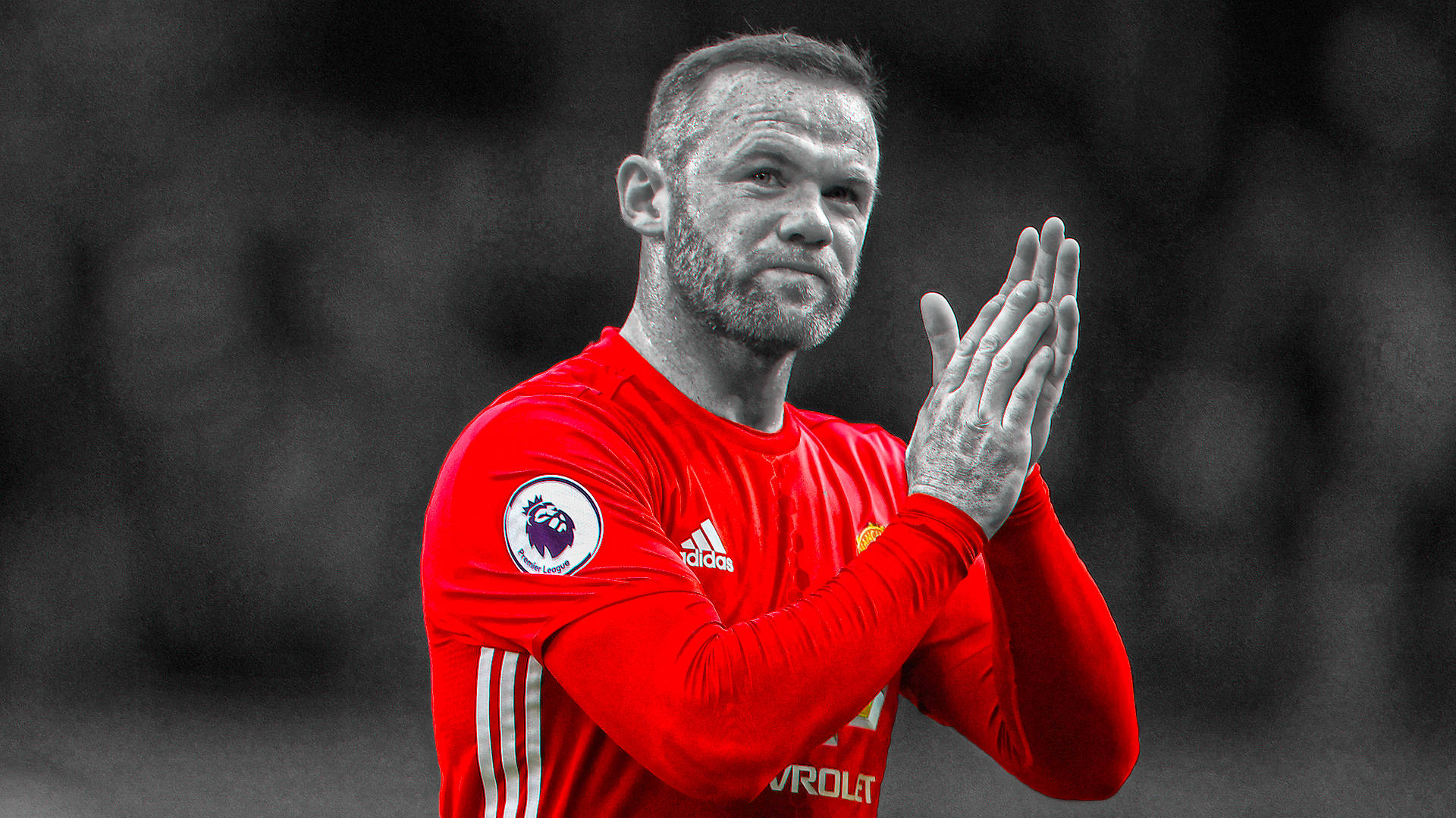 Wayne Rooney, red jersey, claps hands, Full HD Desktop Wallpaper