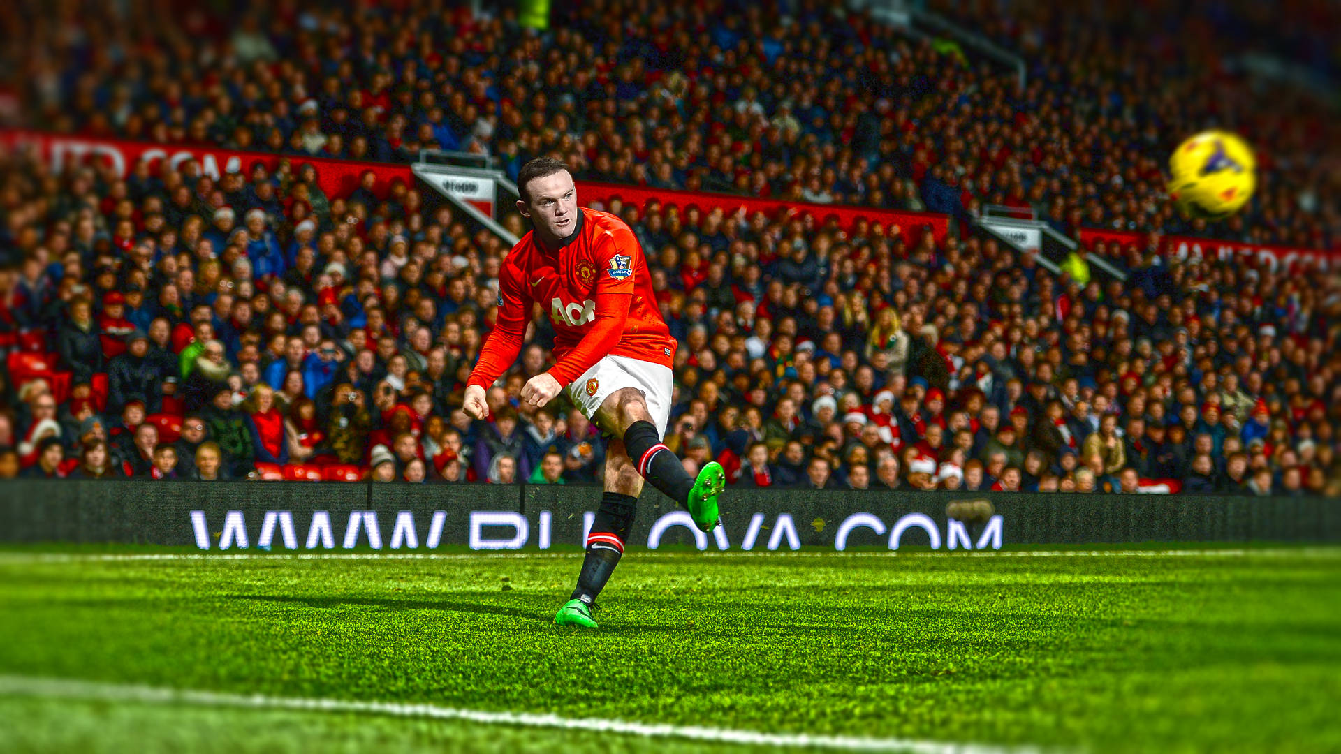 Wayne Rooney, football stadium, red jersey, Full HD Desktop Wallpaper