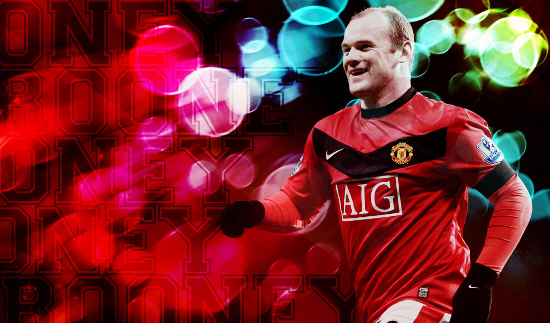 Wayne Rooney, red Manchester United jersey, vibrant abstract background, Full HD Desktop Wallpaper