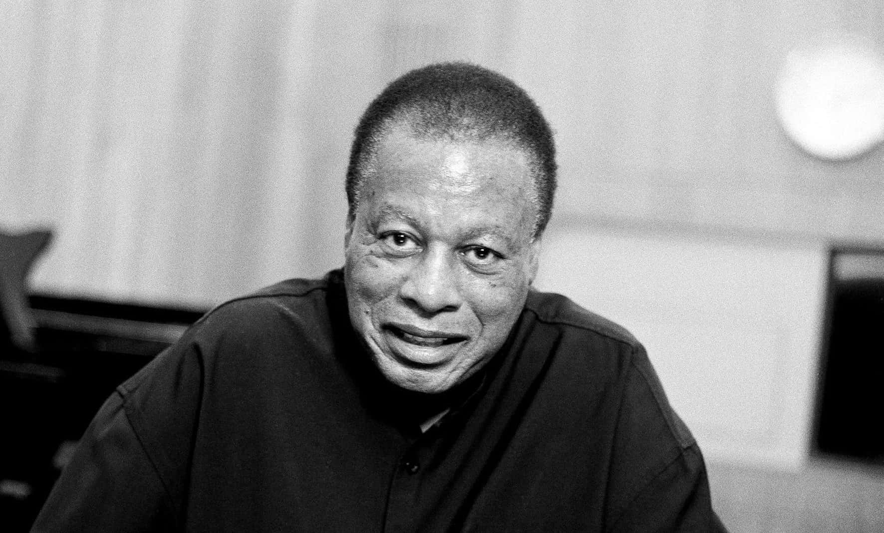 Wayne Shorter, black and white portrait, smiling man, HD Desktop Wallpaper