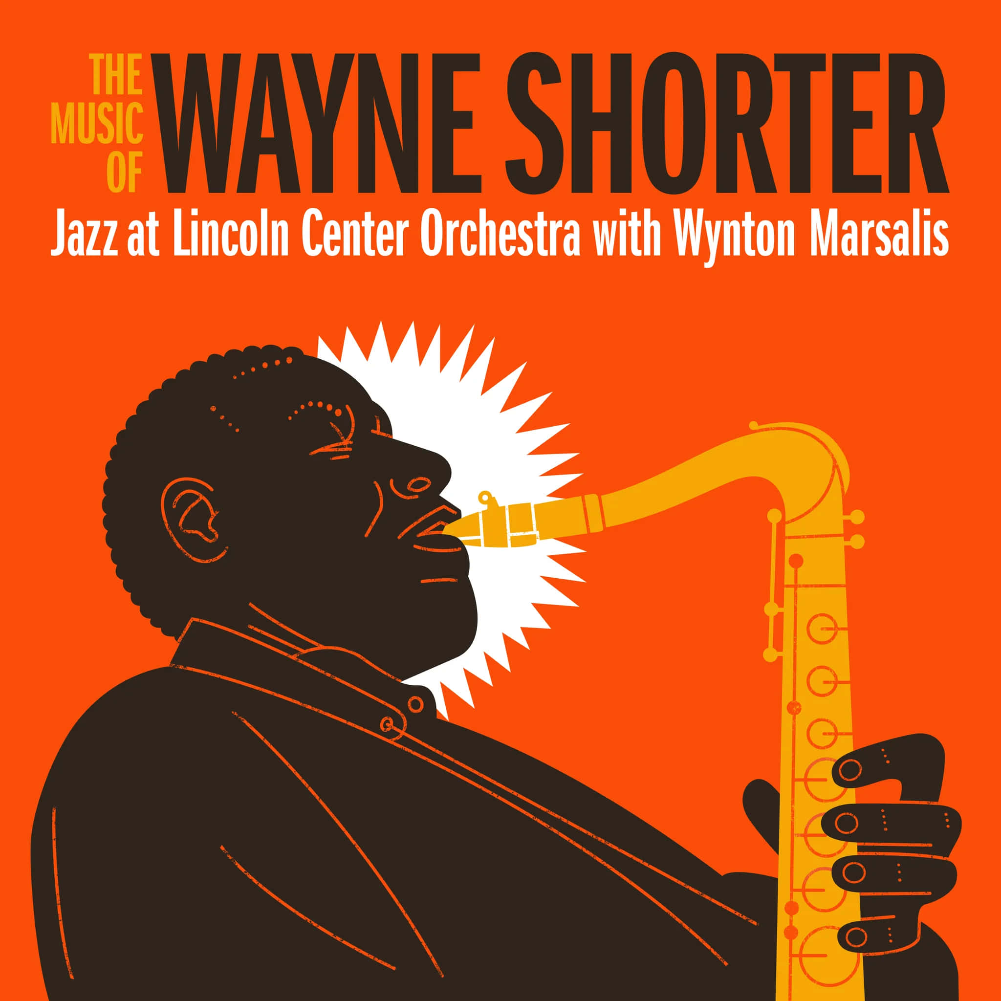 Wayne Shorter, saxophone, vibrant orange background, Full HD Desktop Wallpaper