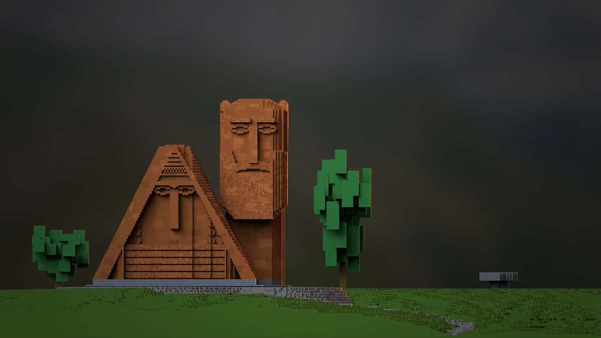 We Are Our Mountains, monument, blocky brown temple, SD Desktop Wallpaper